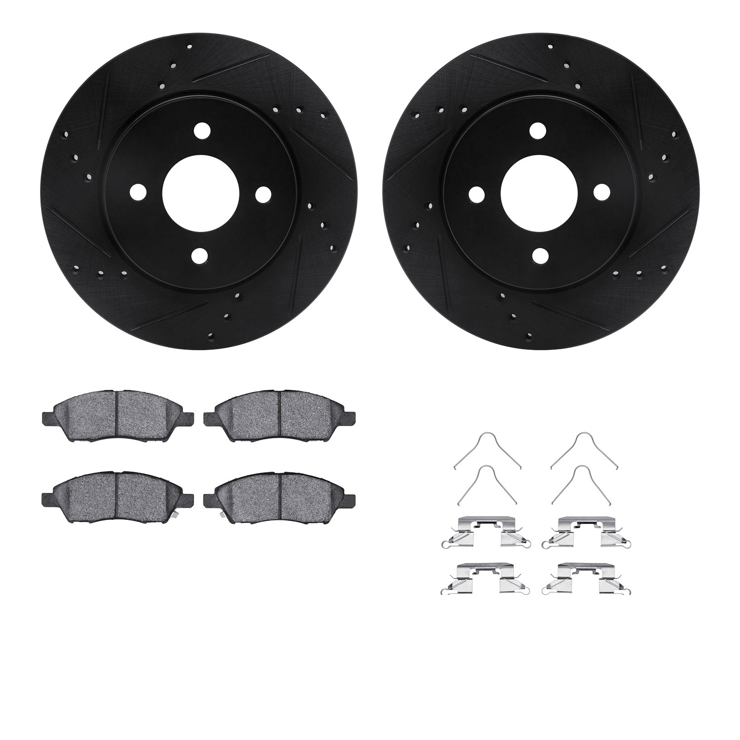DYN 8512-67075 DFC Rotors-Drilled & Slotted-Black w/ 5000 Advanced Brake Pads Incl Hdw