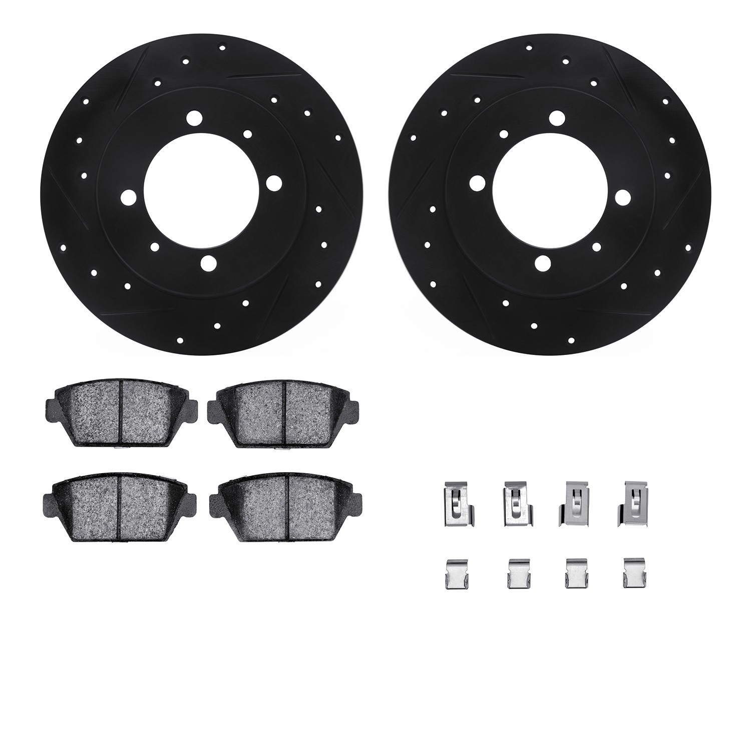 DYN 8512-72017 DFC Rotors-Drilled & Slotted-Black w/ 5000 Advanced Brake Pads Incl Hdw