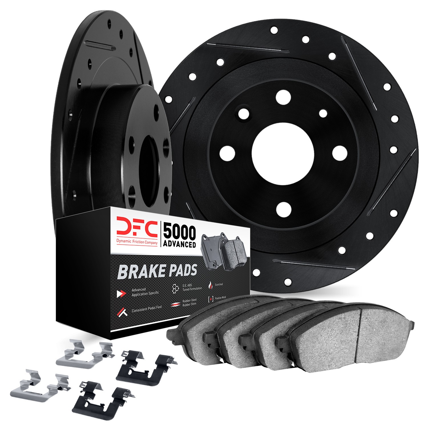 DYN 8512-72017 DFC Rotors-Drilled & Slotted-Black w/ 5000 Advanced Brake Pads Incl Hdw - Image 2