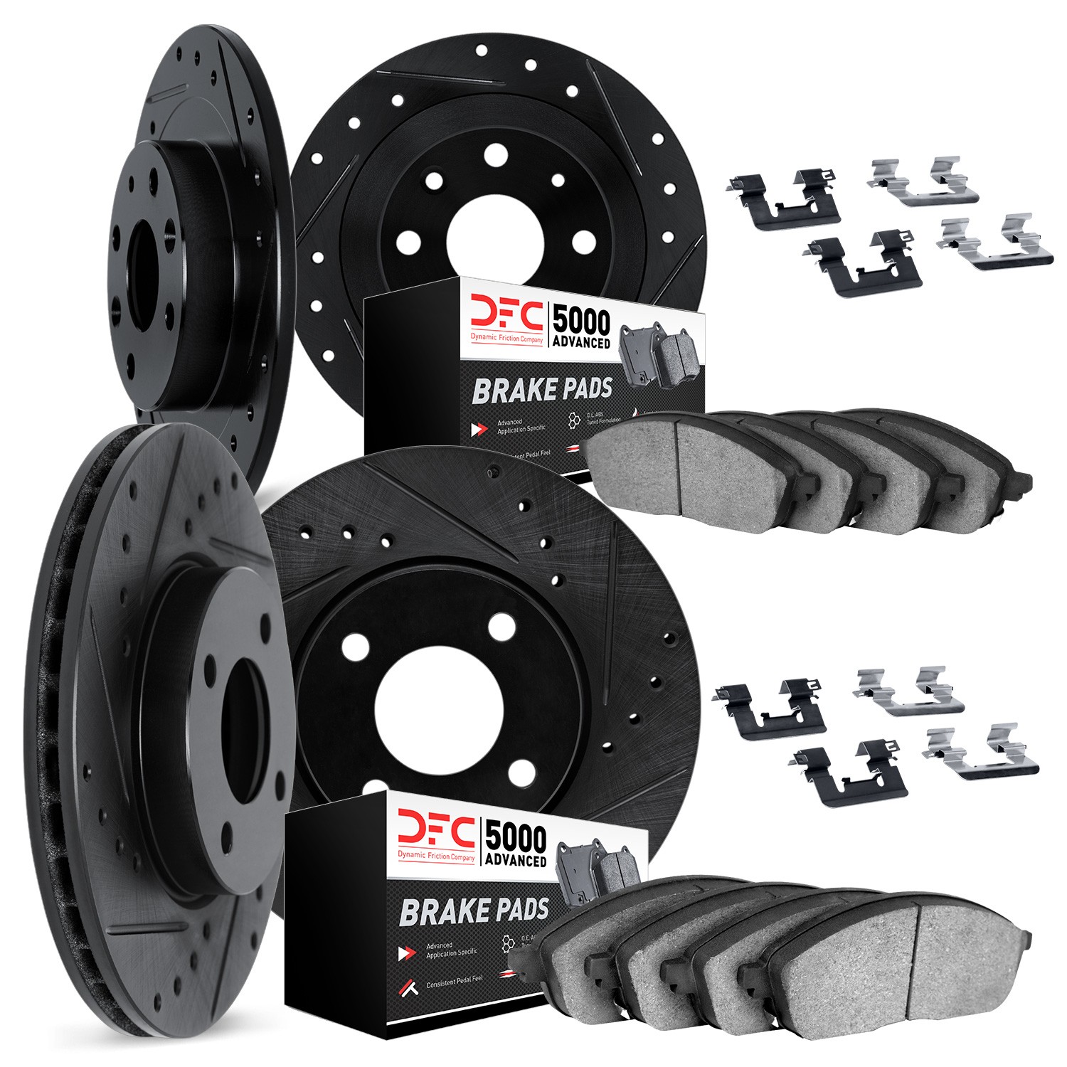DYN 8514-72046 DFC Rotors-Drilled & Slotted-Black w/ 5000 Advanced Brake Pads Incl Hdw