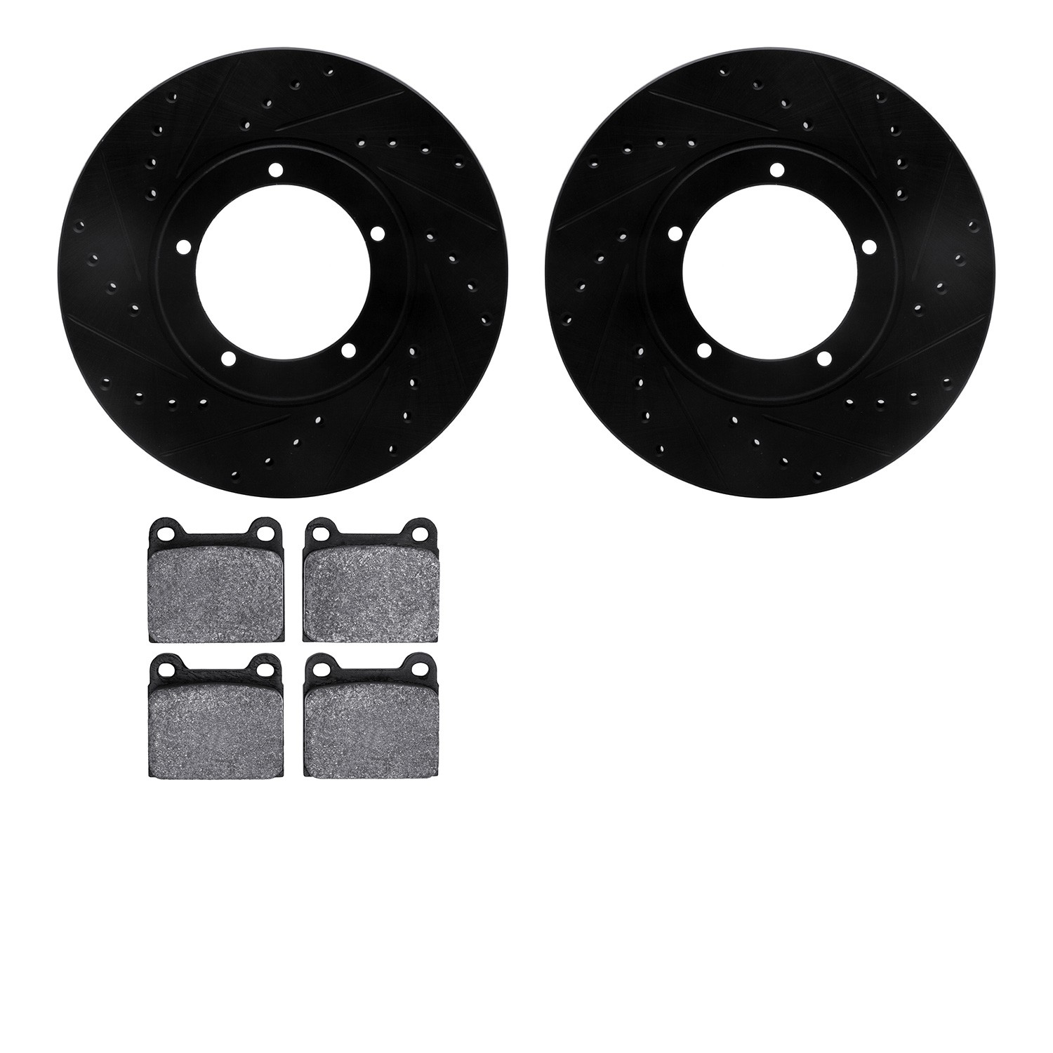 DYN 8602-02002 DFC Rotors-Drilled and Slotted-Black with EURO 5000 Ceramic Brake Pads