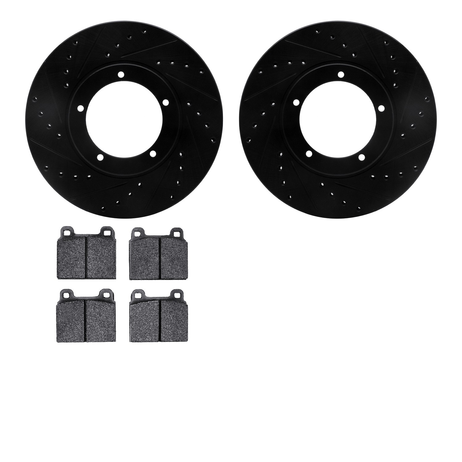 DYN 8602-02003 DFC Rotors-Drilled and Slotted-Black with EURO 5000 Ceramic Brake Pads