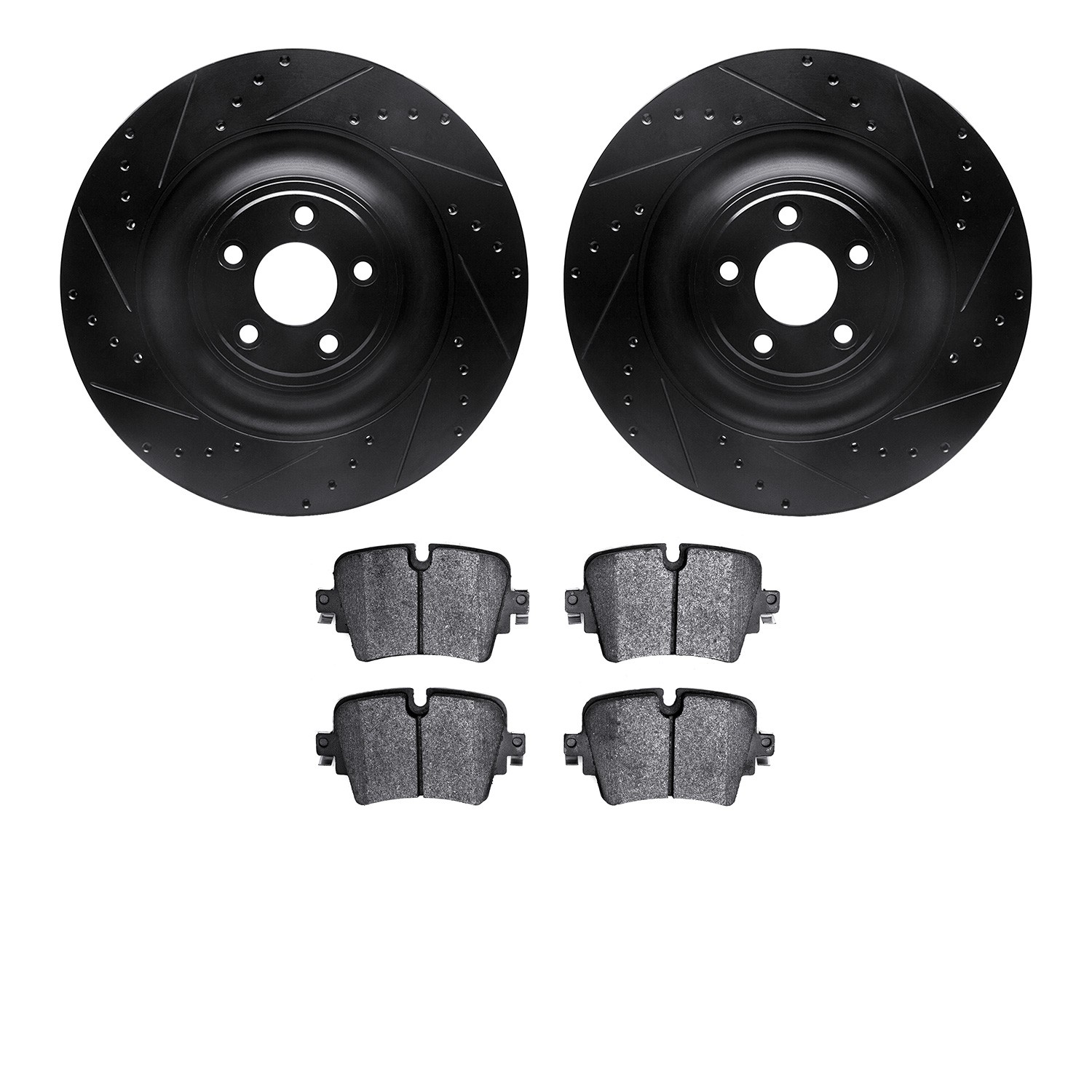DYN 8602-20023 DFC Rotors-Drilled and Slotted-Black with EURO 5000 Ceramic Brake Pads