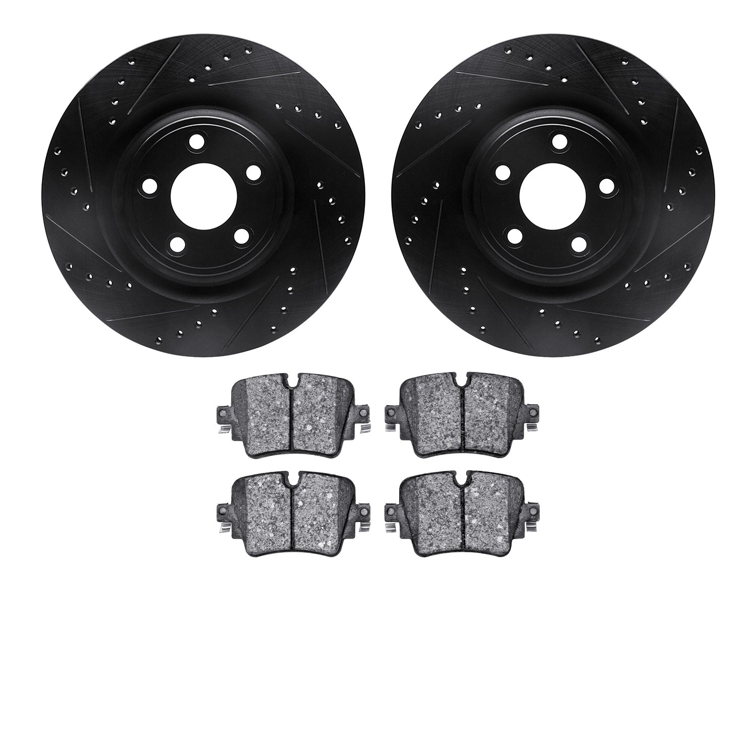 DYN 8602-20024 DFC Rotors-Drilled and Slotted-Black with EURO 5000 Ceramic Brake Pads