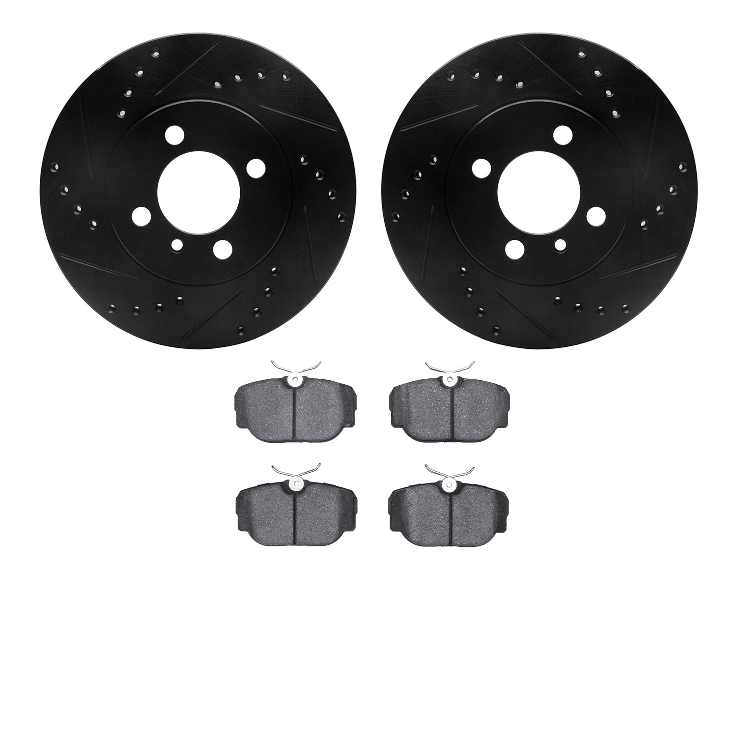 DYN 8602-31016 DFC Rotors-Drilled and Slotted-Black with EURO 5000 Ceramic Brake Pads