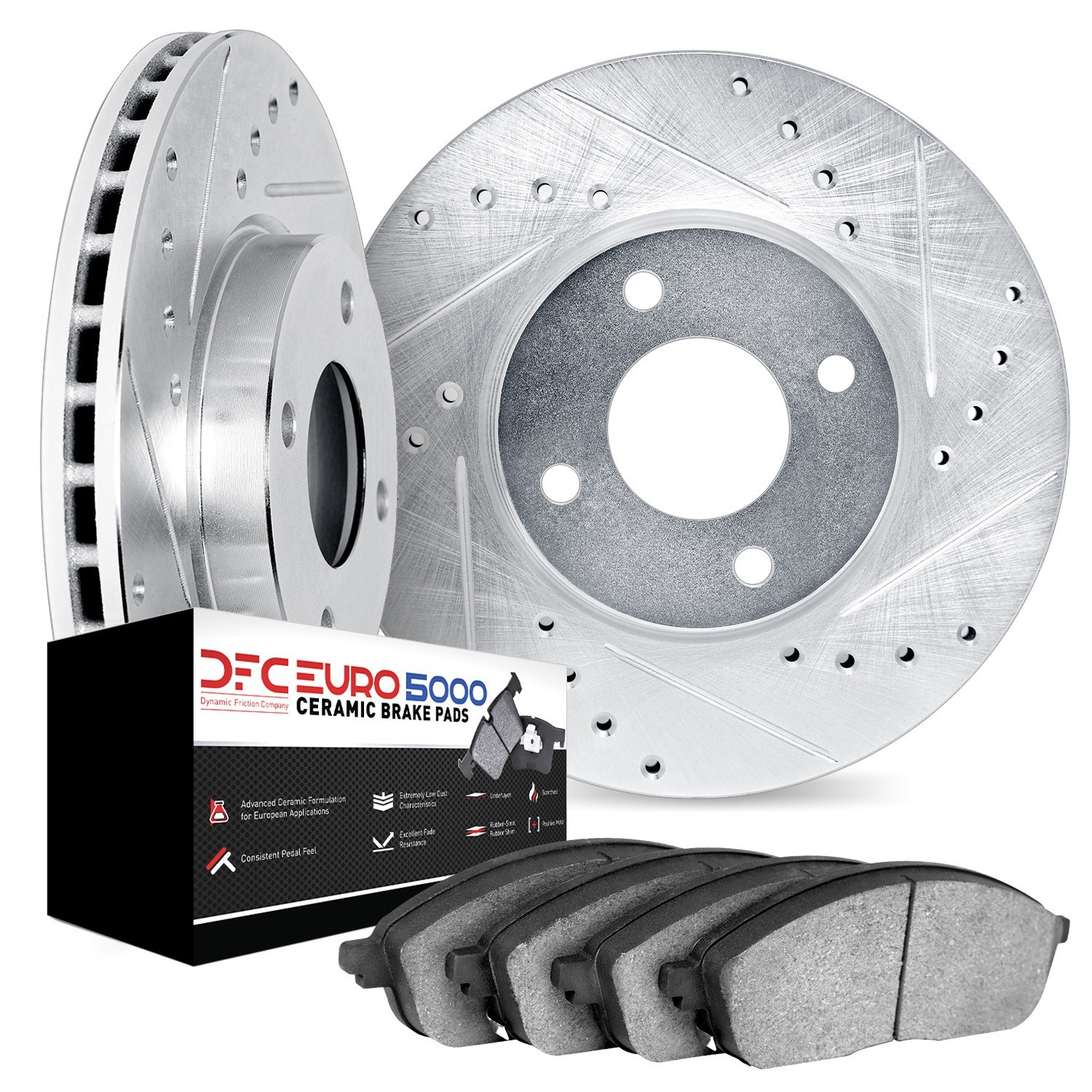 DYN 8602-31016 DFC Rotors-Drilled and Slotted-Black with EURO 5000 Ceramic Brake Pads - Image 2
