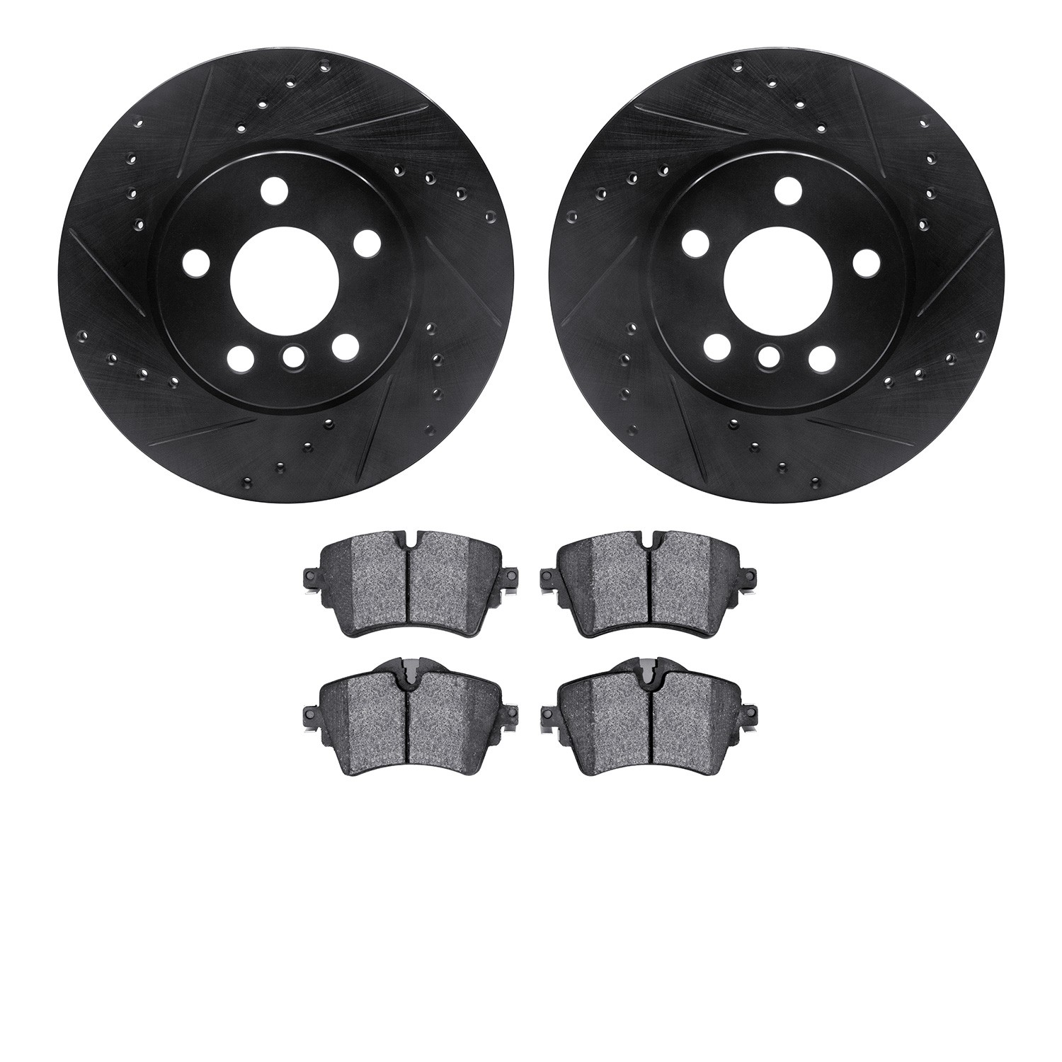 DYN 8602-32015 DFC Rotors-Drilled and Slotted-Black with EURO 5000 Ceramic Brake Pads