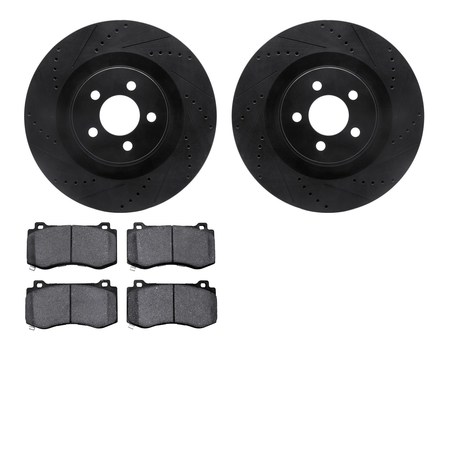 DYN 8602-39000 DFC Rotors-Drilled and Slotted-Black with EURO 5000 Ceramic Brake Pads