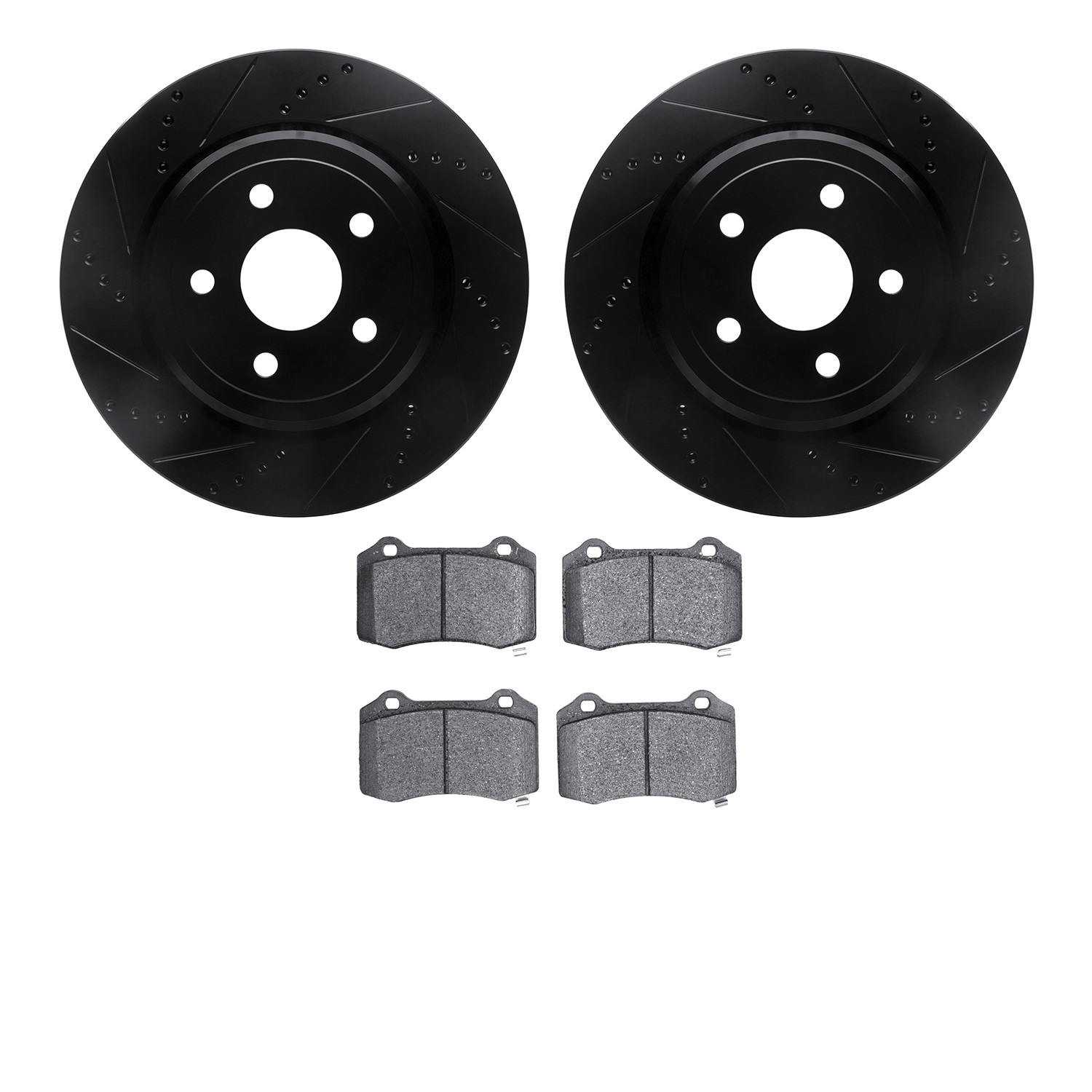 DYN 8602-42005 DFC Rotors-Drilled and Slotted-Black with EURO 5000 Ceramic Brake Pads