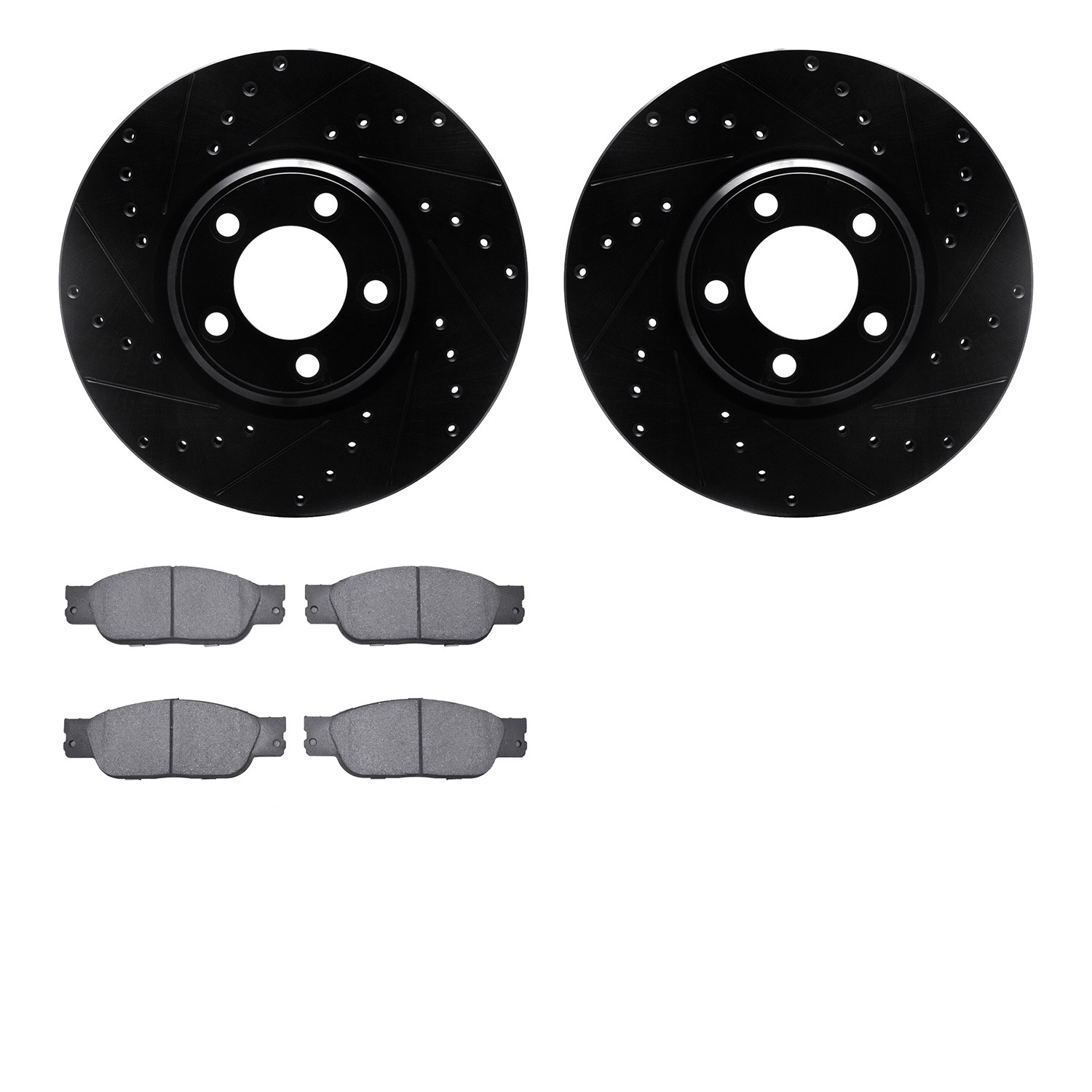 DYN 8602-54004 DFC Rotors-Drilled and Slotted-Black with EURO 5000 Ceramic Brake Pads