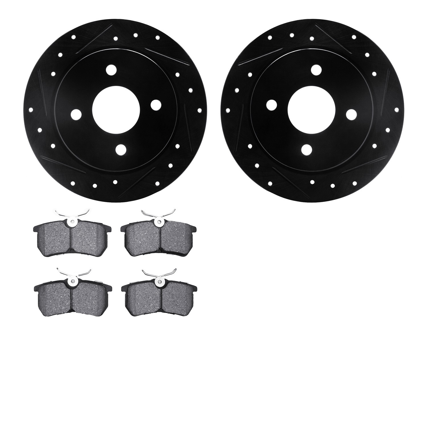 DYN 8602-54007 DFC Rotors-Drilled and Slotted-Black with EURO 5000 Ceramic Brake Pads