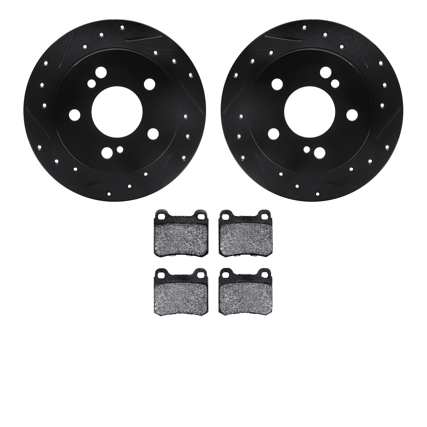 DYN 8602-63017 DFC Rotors-Drilled and Slotted-Black with EURO 5000 Ceramic Brake Pads