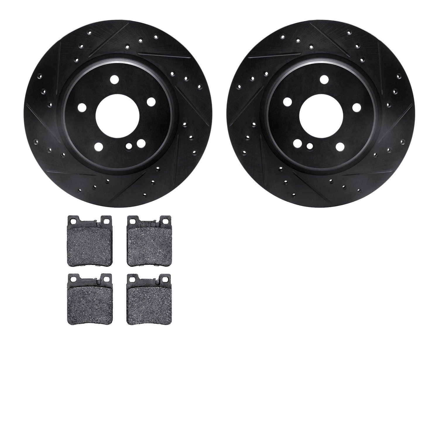 DYN 8602-63041 DFC Rotors-Drilled and Slotted-Black with EURO 5000 Ceramic Brake Pads