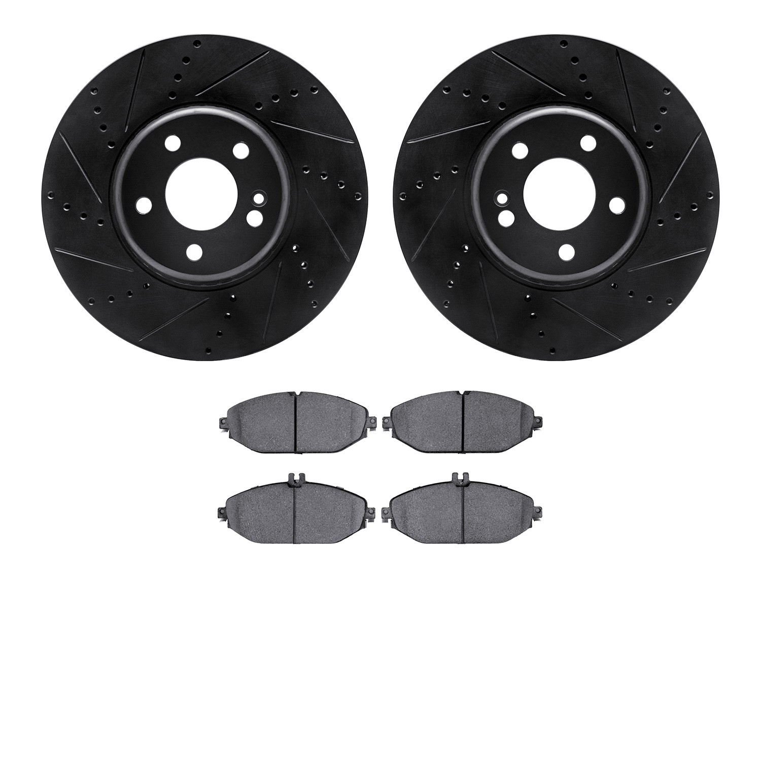 DYN 8602-63060 DFC Rotors-Drilled and Slotted-Black with EURO 5000 Ceramic Brake Pads