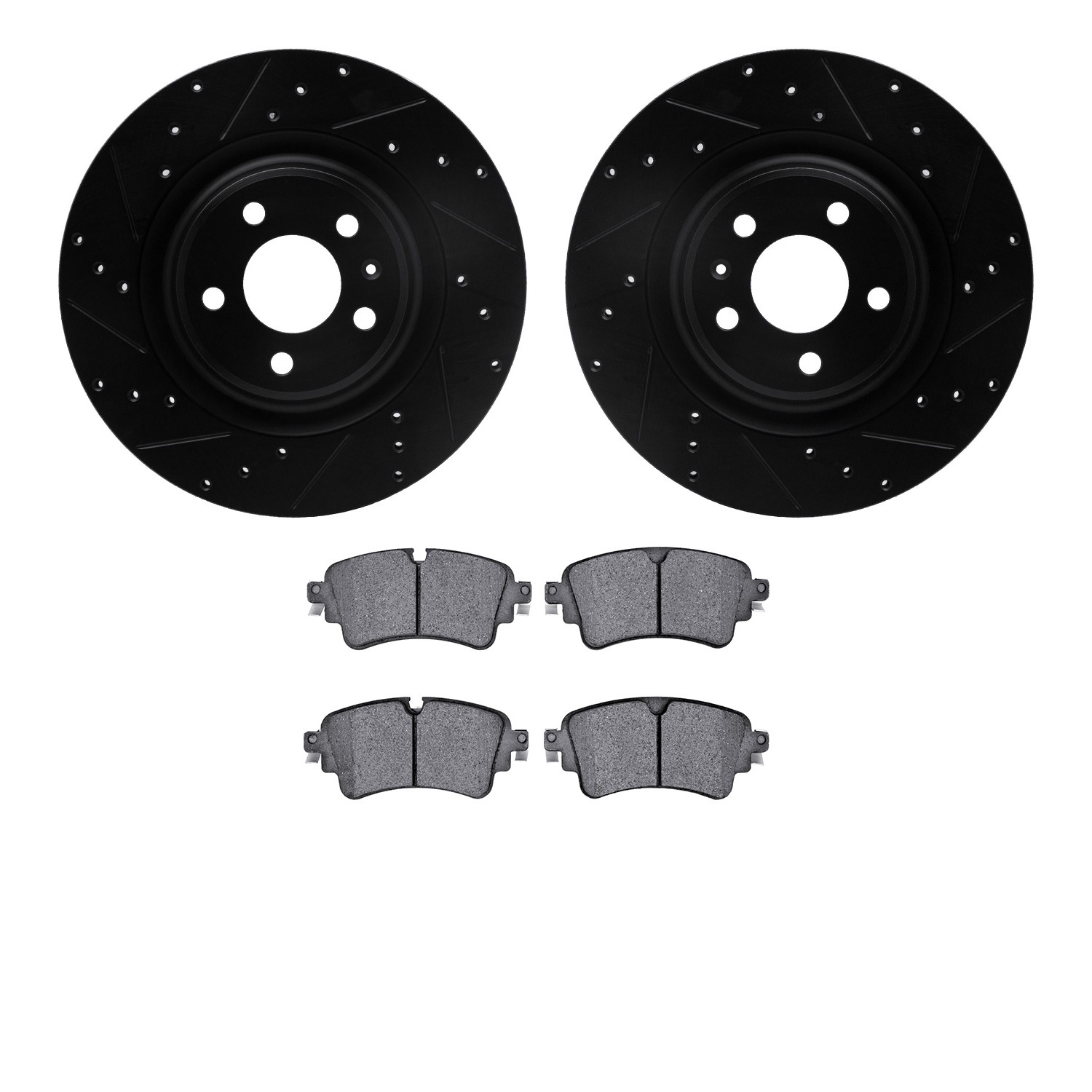 DYN 8602-73056 DFC Rotors-Drilled and Slotted-Black with EURO 5000 Ceramic Brake Pads