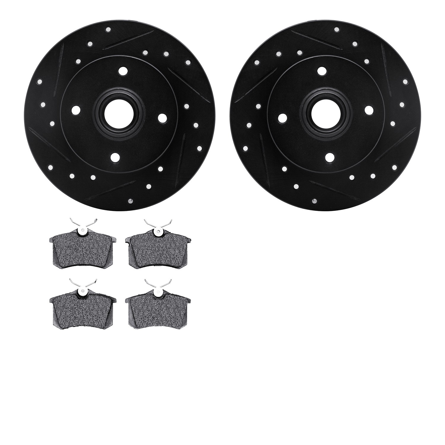 DYN 8602-74005 DFC Rotors-Drilled and Slotted-Black with EURO 5000 Ceramic Brake Pads
