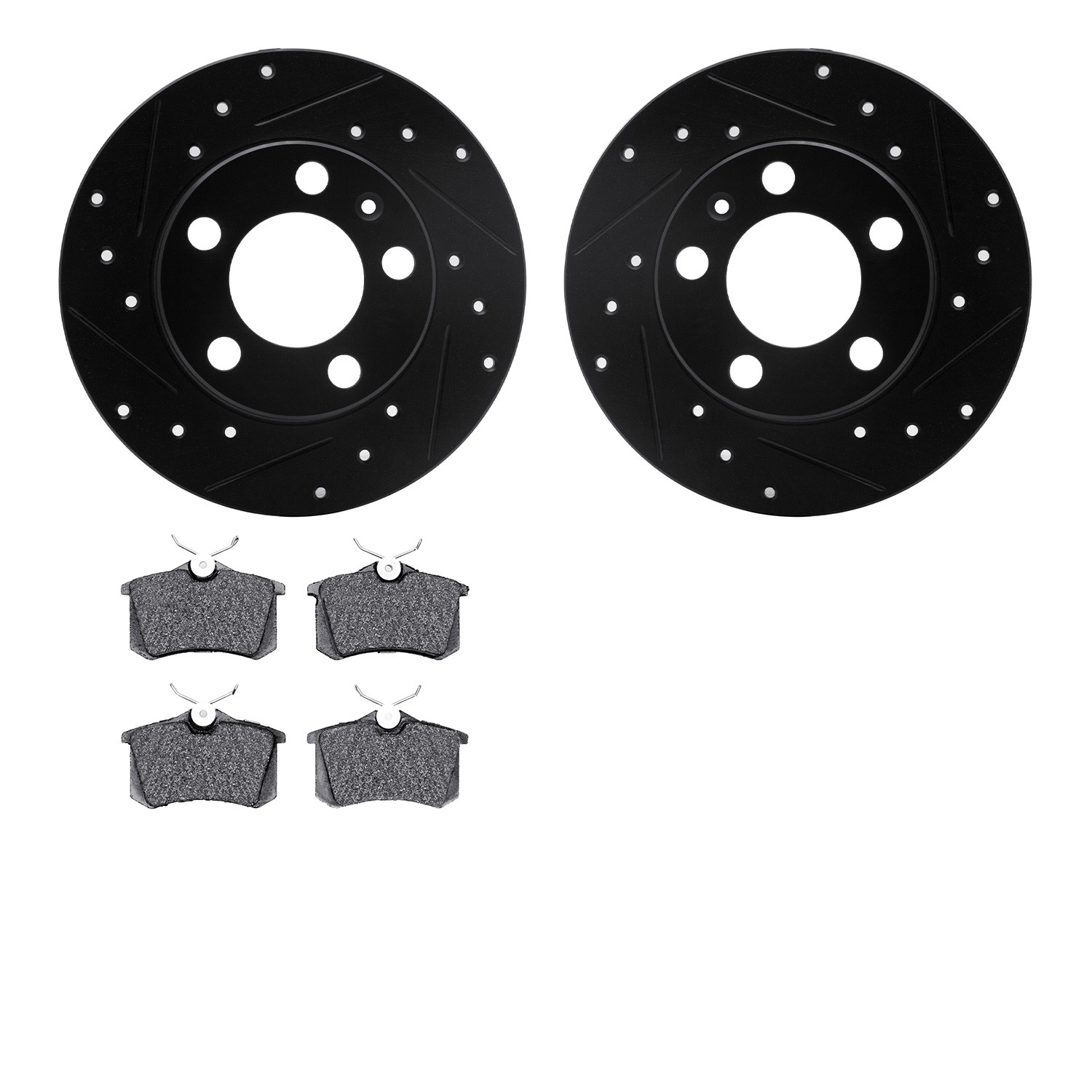DYN 8602-74022 DFC Rotors-Drilled and Slotted-Black with EURO 5000 Ceramic Brake Pads