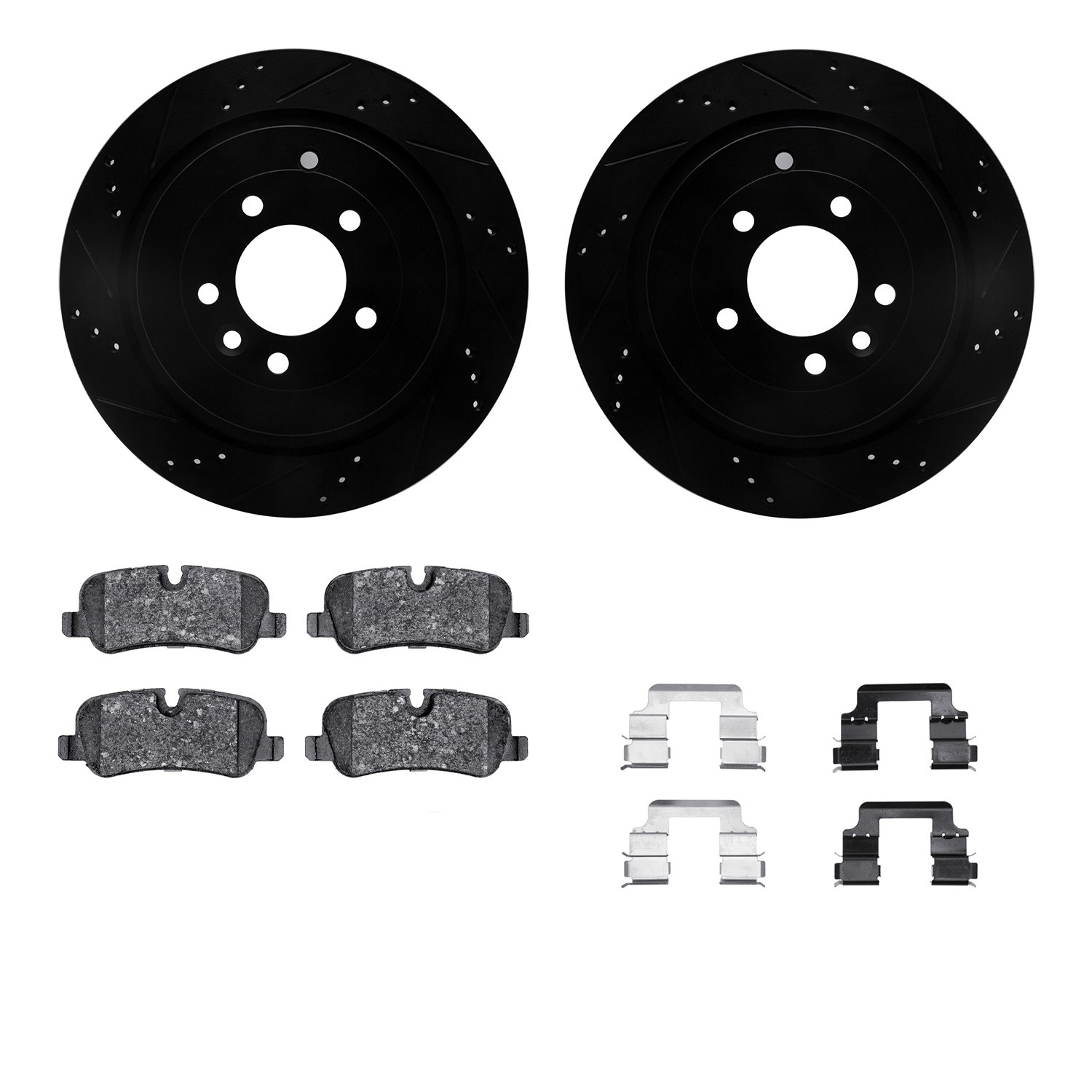 DYN 8612-11006 DFC Rotors-Drilled & Slotted-Black w/ EURO 5000 Ceramic Brake Pads Incl Hdw