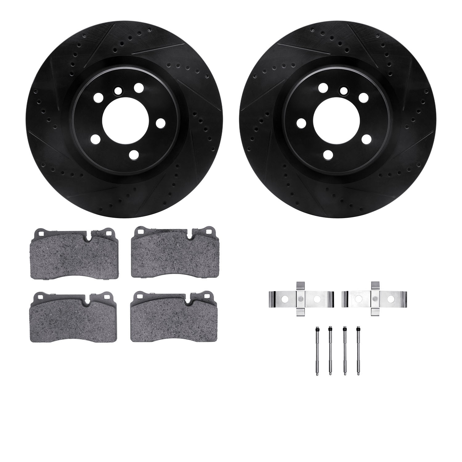 DYN 8612-11012 DFC Rotors-Drilled & Slotted-Black w/ EURO 5000 Ceramic Brake Pads Incl Hdw