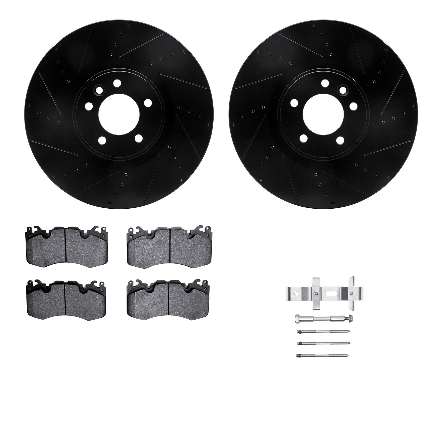 DYN 8612-11020 DFC Rotors-Drilled & Slotted-Black w/ EURO 5000 Ceramic Brake Pads Incl Hdw