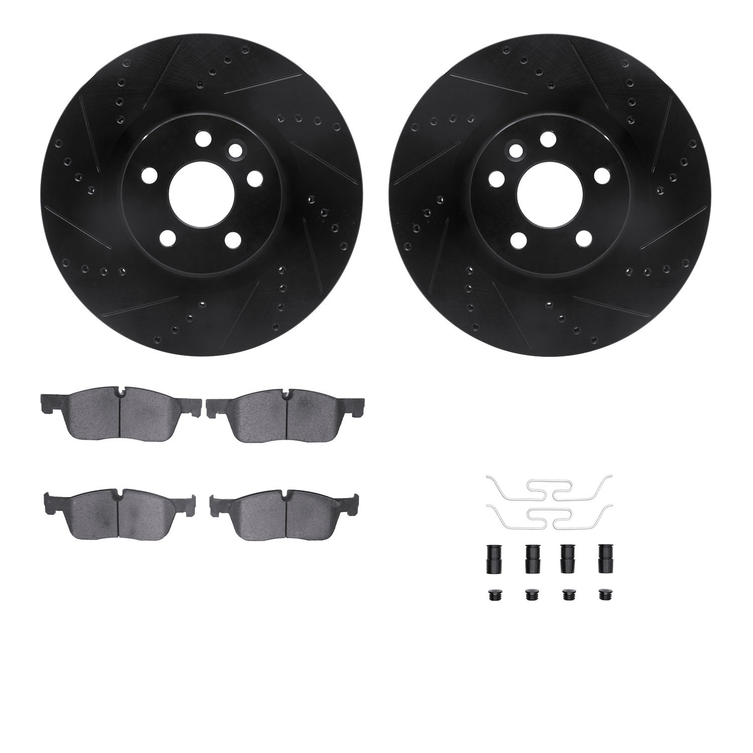 DYN 8612-11024 DFC Rotors-Drilled & Slotted-Black w/ EURO 5000 Ceramic Brake Pads Incl Hdw