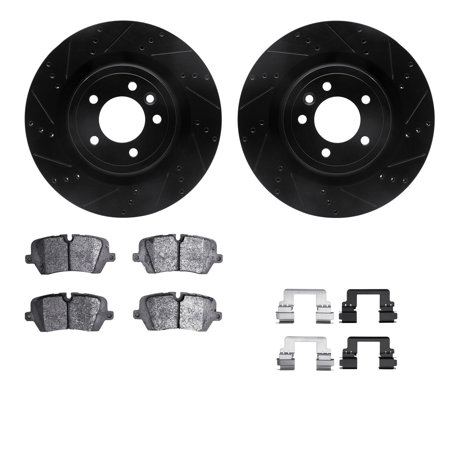 DYN 8612-11025 DFC Rotors-Drilled & Slotted-Black w/ EURO 5000 Ceramic Brake Pads Incl Hdw