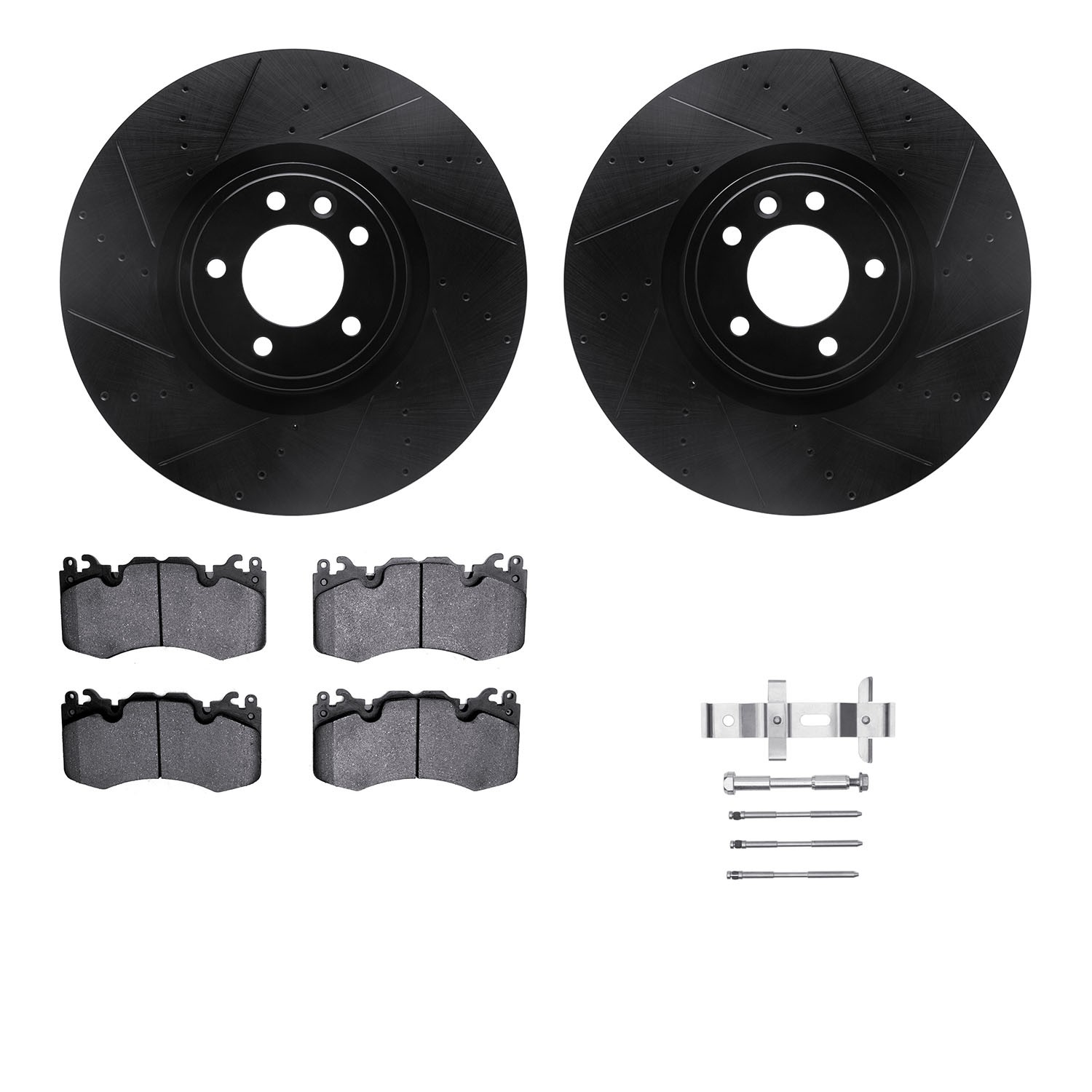 DYN 8612-11028 DFC Rotors-Drilled & Slotted-Black w/ EURO 5000 Ceramic Brake Pads Incl Hdw
