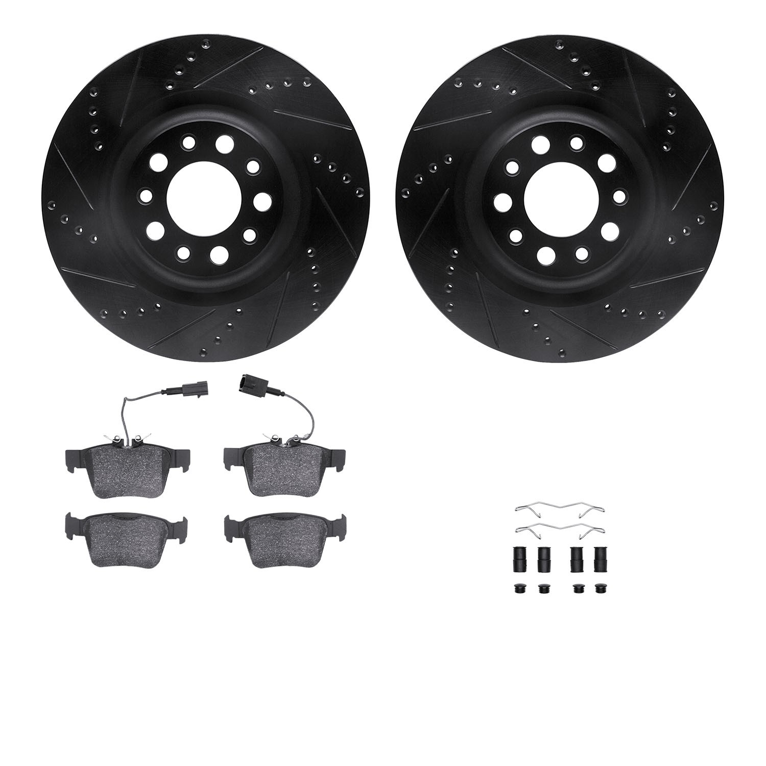 DYN 8612-16006 DFC Rotors-Drilled & Slotted-Black w/ EURO 5000 Ceramic Brake Pads Incl Hdw