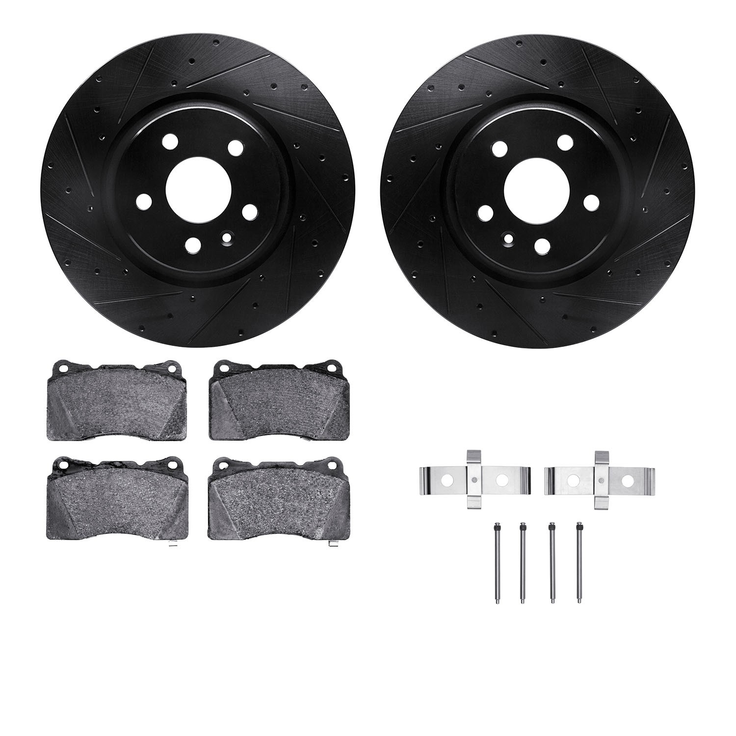 DYN 8612-26001 DFC Rotors-Drilled & Slotted-Black w/ EURO 5000 Ceramic Brake Pads Incl Hdw