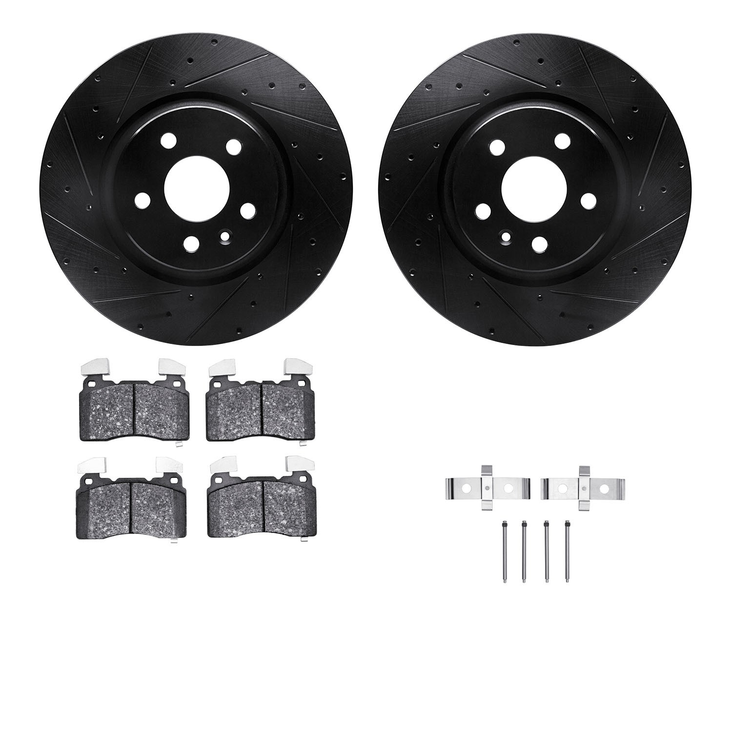 DYN 8612-26002 DFC Rotors-Drilled & Slotted-Black w/ EURO 5000 Ceramic Brake Pads Incl Hdw