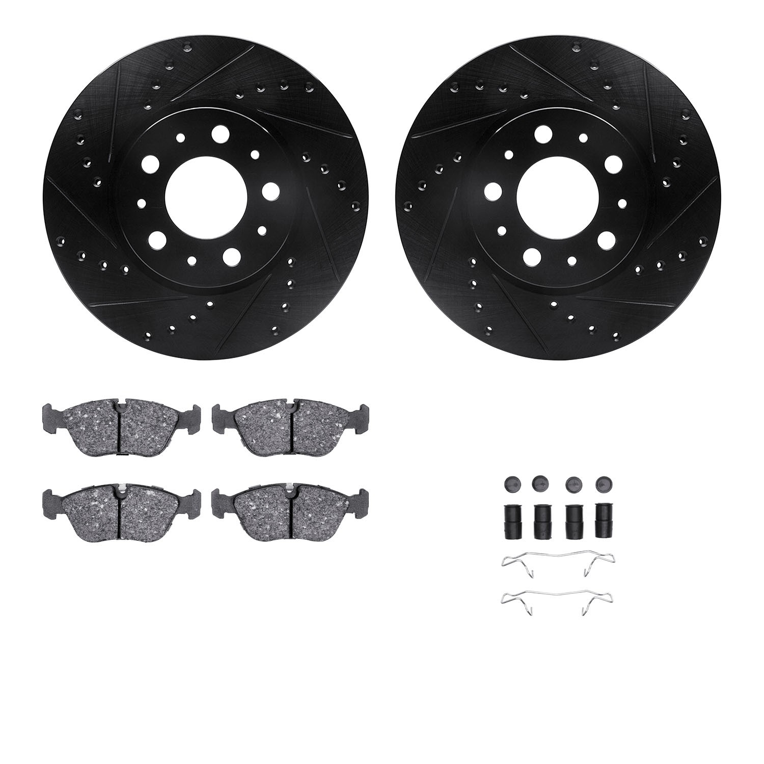 DYN 8612-27022 DFC Rotors-Drilled & Slotted-Black w/ EURO 5000 Ceramic Brake Pads Incl Hdw