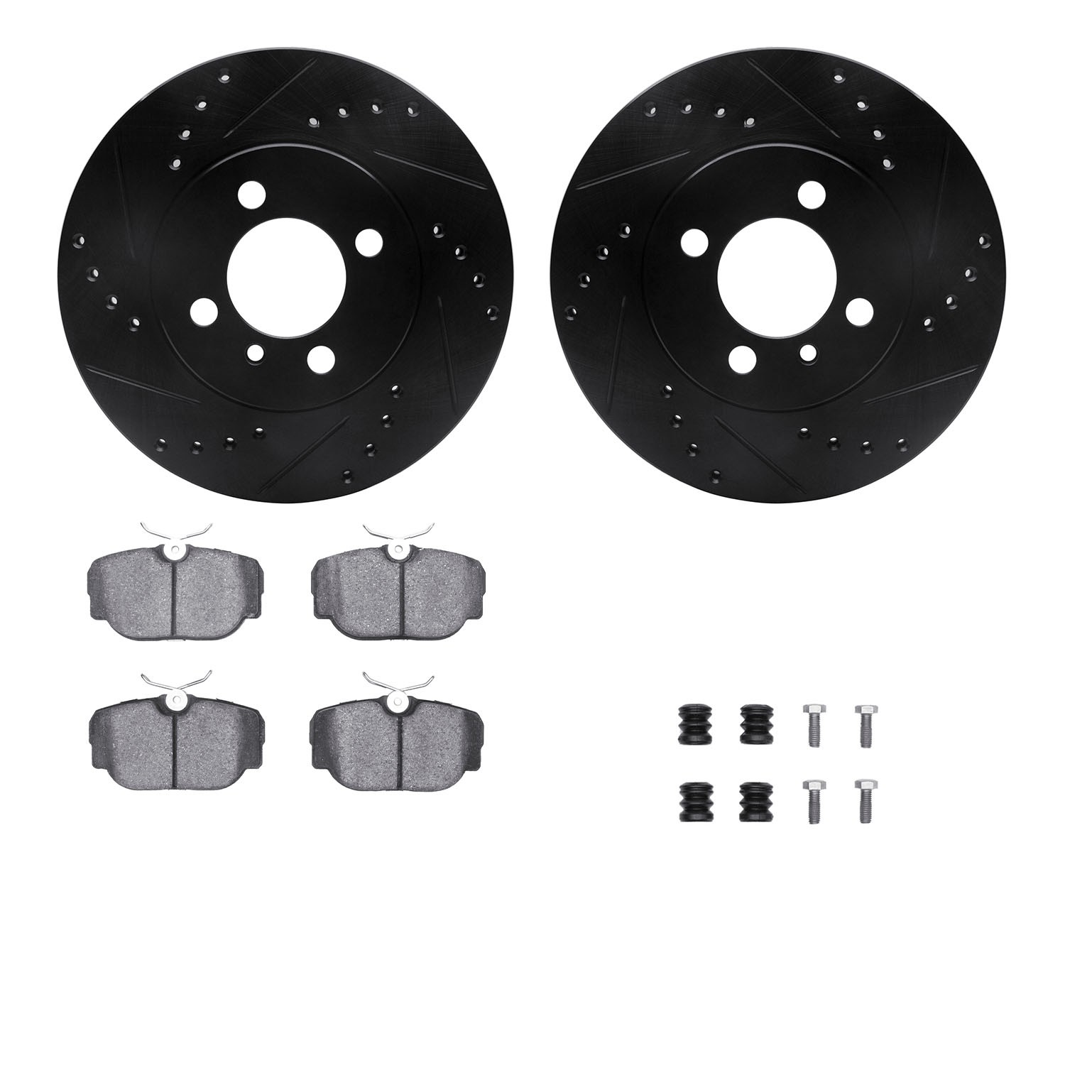 DYN 8612-31015 DFC Rotors-Drilled & Slotted-Black w/ EURO 5000 Ceramic Brake Pads Incl Hdw