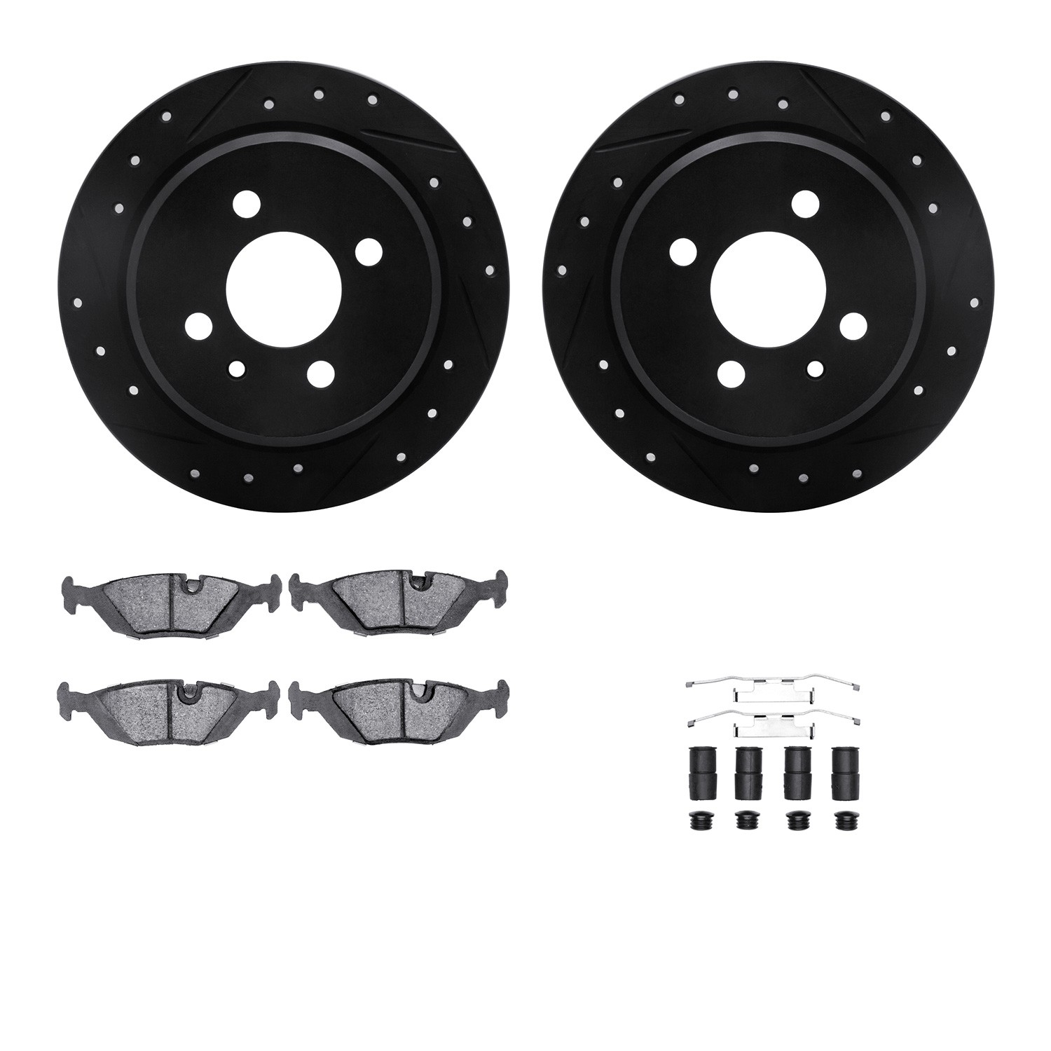 DYN 8612-31016 DFC Rotors-Drilled & Slotted-Black w/ EURO 5000 Ceramic Brake Pads Incl Hdw