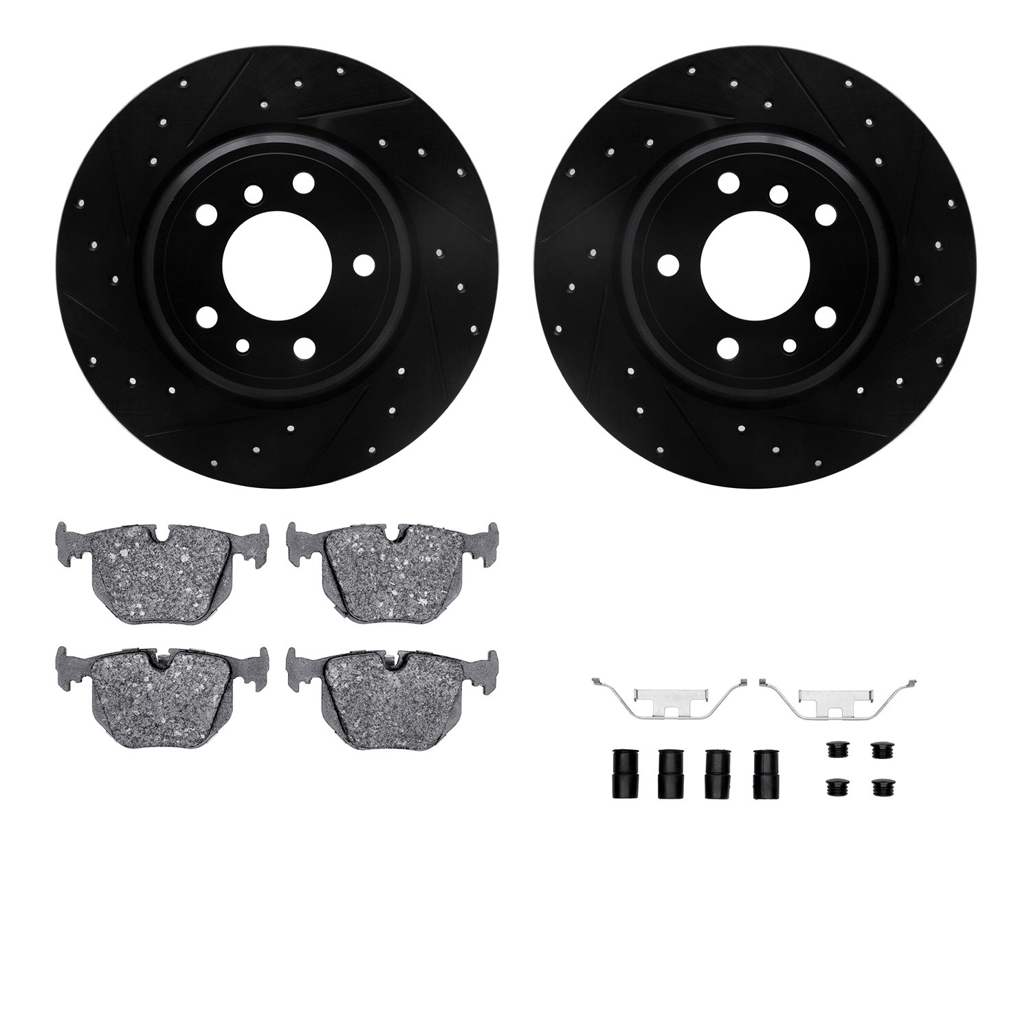 DYN 8612-31030 DFC Rotors-Drilled & Slotted-Black w/ EURO 5000 Ceramic Brake Pads Incl Hdw