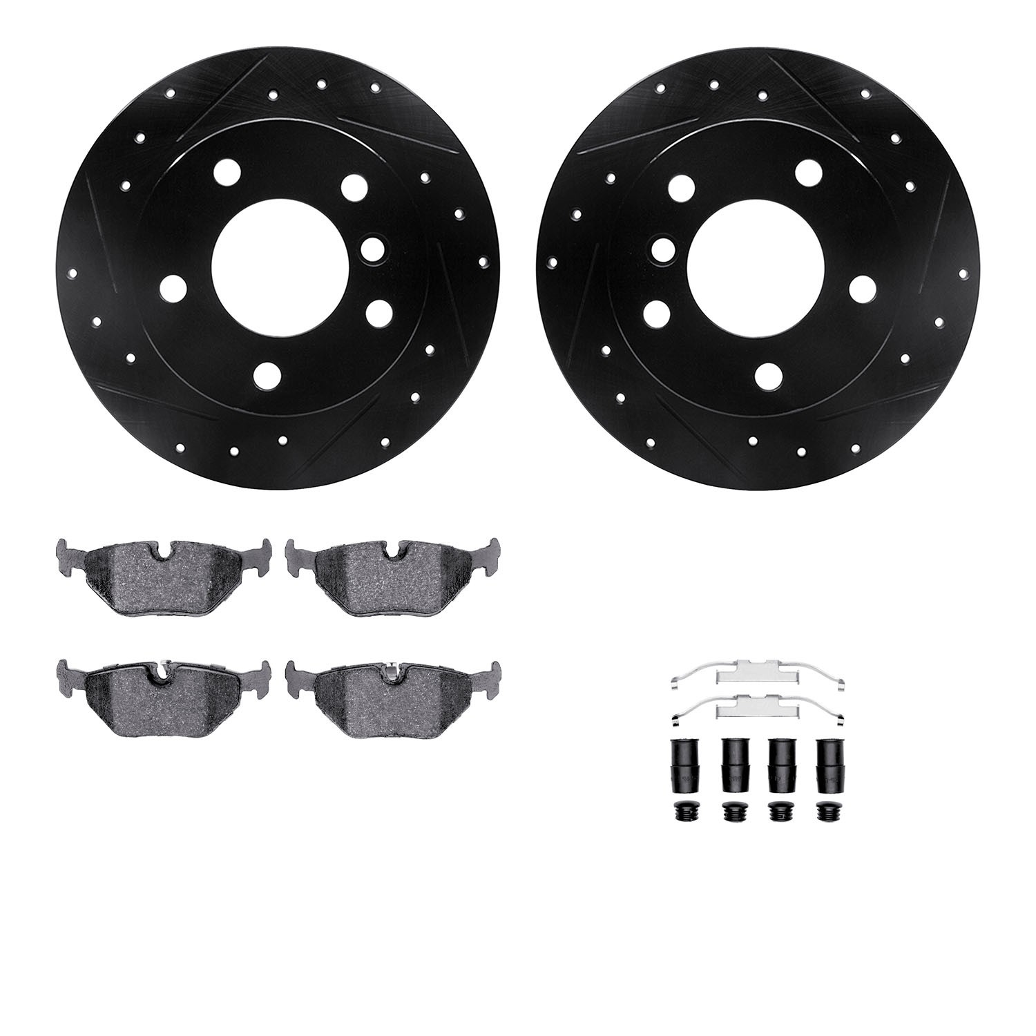 DYN 8612-31042 DFC Rotors-Drilled & Slotted-Black w/ EURO 5000 Ceramic Brake Pads Incl Hdw