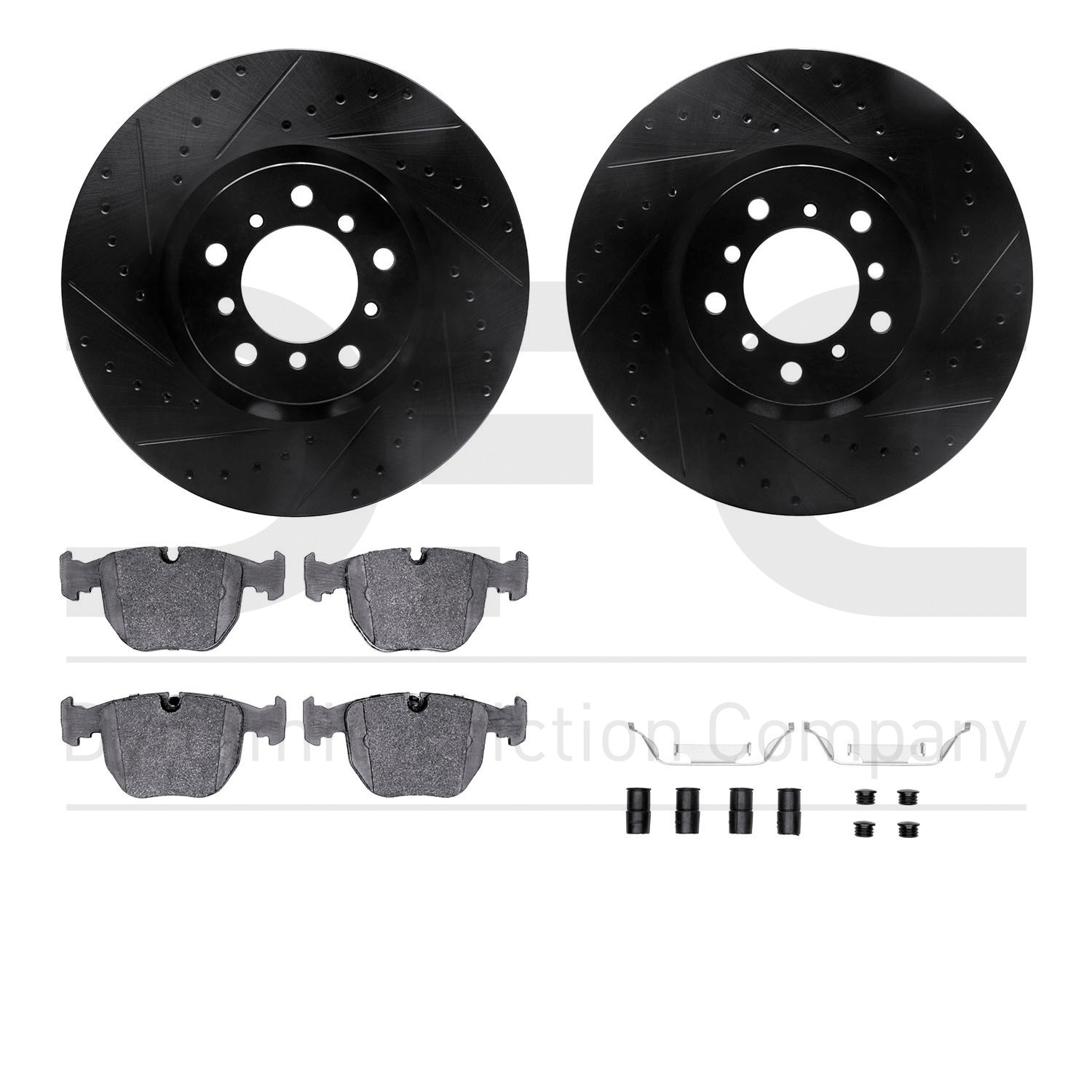 DYN 8612-31052 DFC Rotors-Drilled & Slotted-Black w/ EURO 5000 Ceramic Brake Pads Incl Hdw