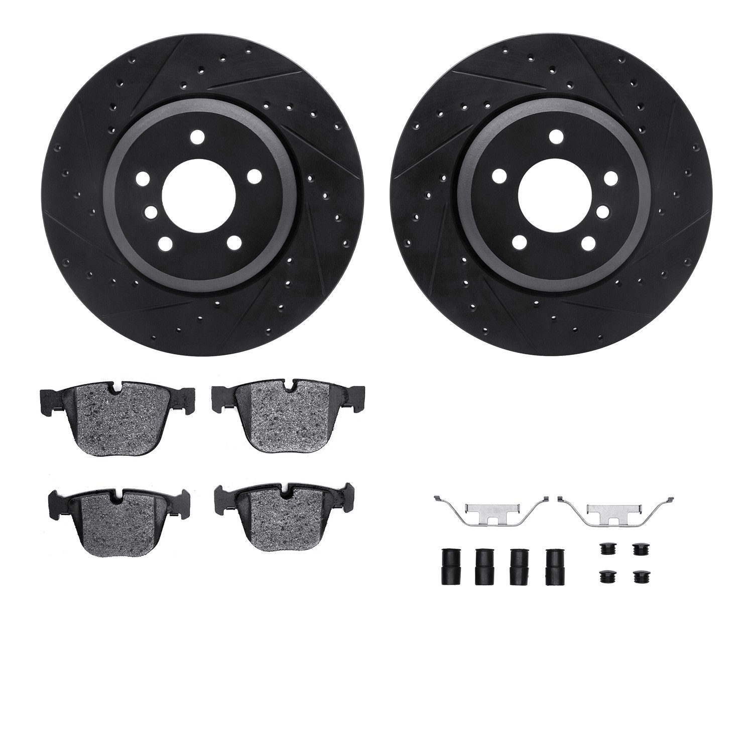 DYN 8612-31060 DFC Rotors-Drilled & Slotted-Black w/ EURO 5000 Ceramic Brake Pads Incl Hdw