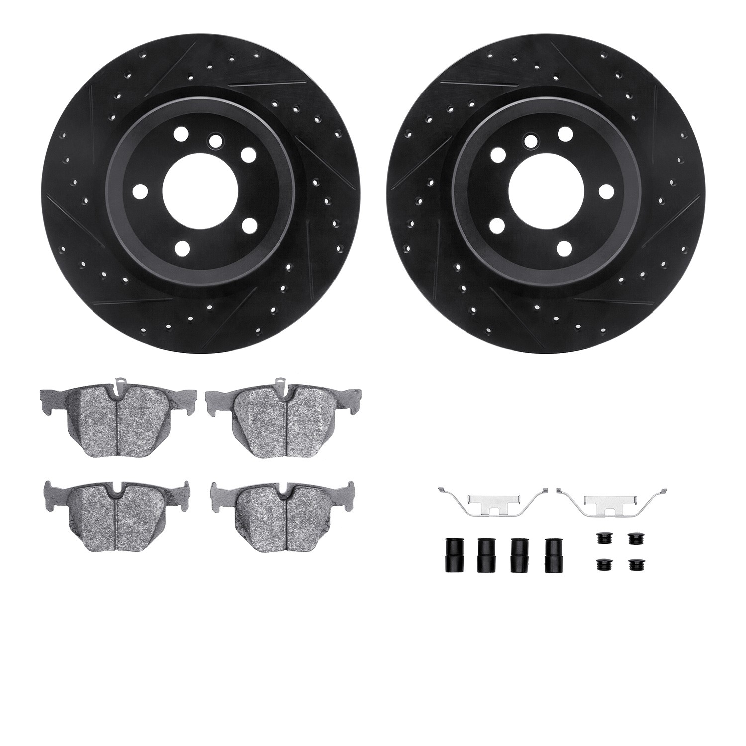 DYN 8612-31067 DFC Rotors-Drilled & Slotted-Black w/ EURO 5000 Ceramic Brake Pads Incl Hdw