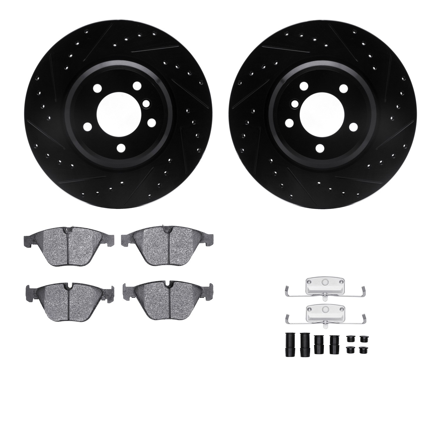 DYN 8612-31072 DFC Rotors-Drilled & Slotted-Black w/ EURO 5000 Ceramic Brake Pads Incl Hdw