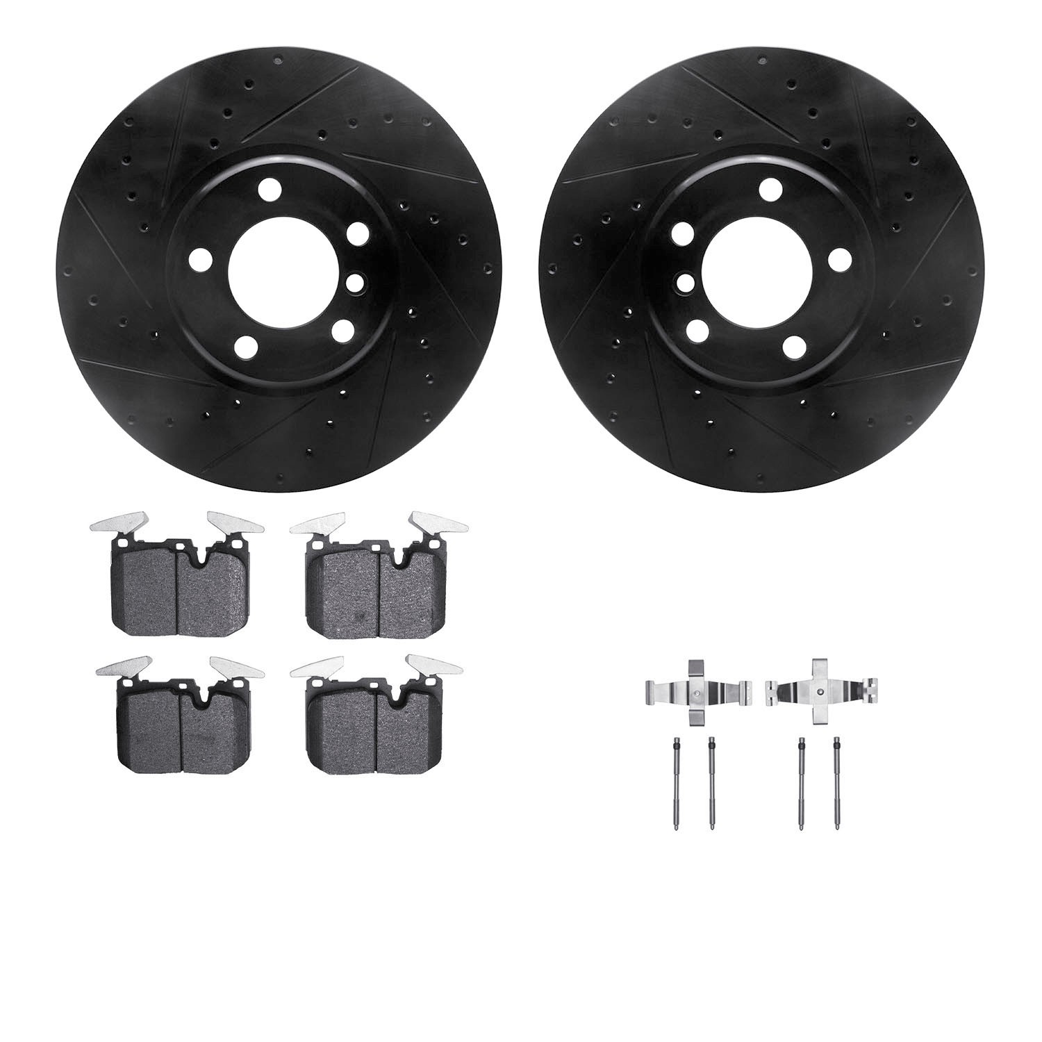 DYN 8612-31094 DFC Rotors-Drilled & Slotted-Black w/ EURO 5000 Ceramic Brake Pads Incl Hdw