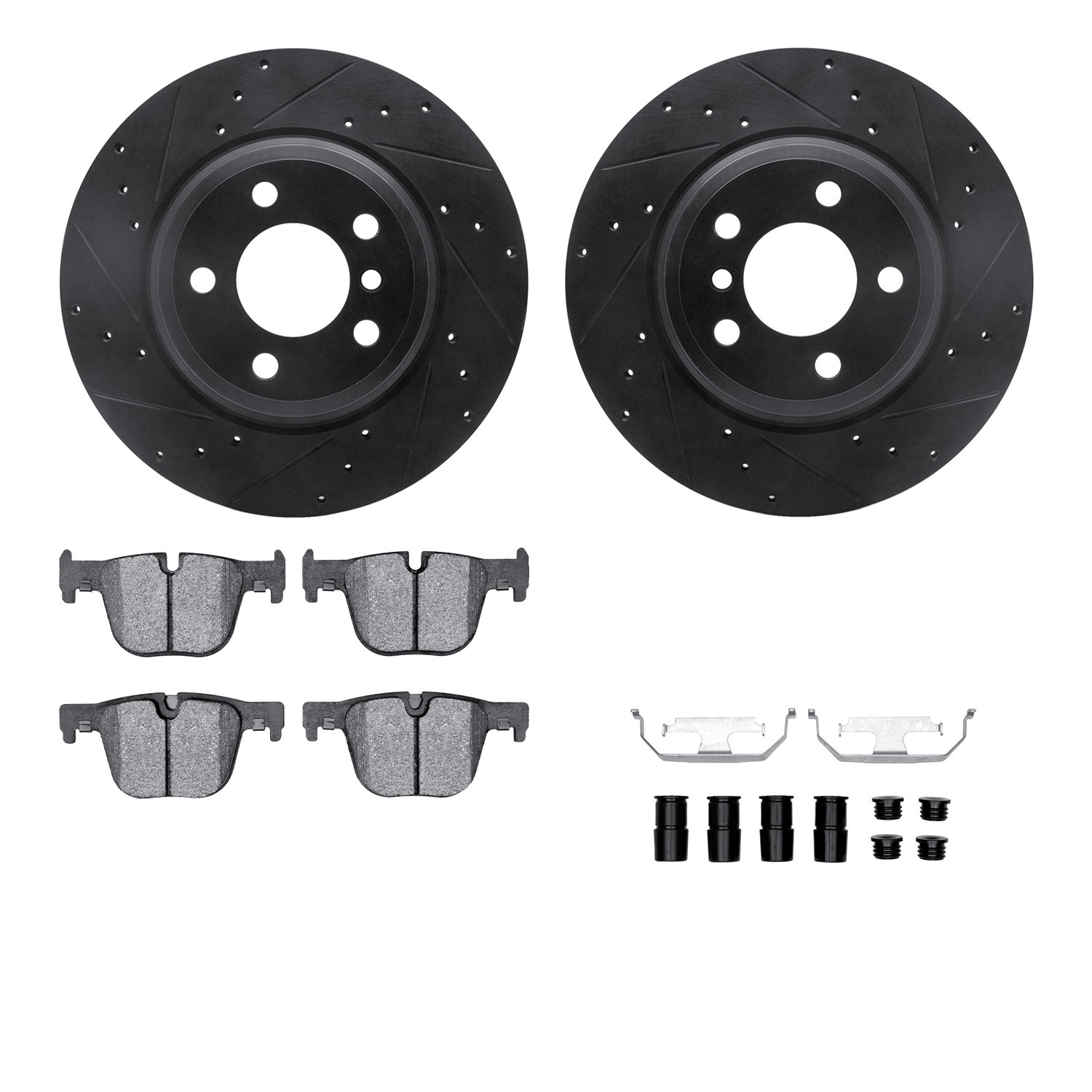 DYN 8612-31096 DFC Rotors-Drilled & Slotted-Black w/ EURO 5000 Ceramic Brake Pads Incl Hdw