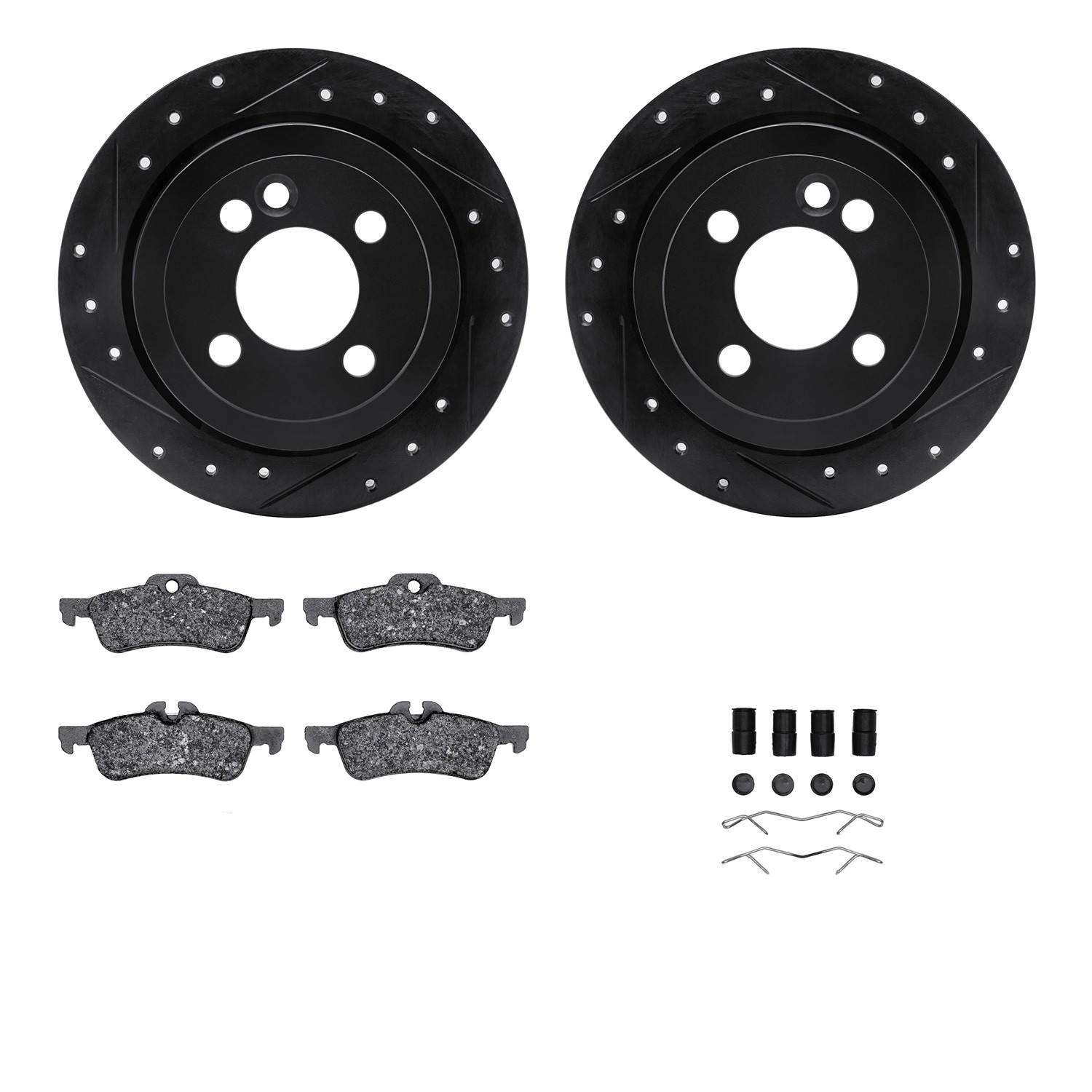 DYN 8612-32003 DFC Rotors-Drilled & Slotted-Black w/ EURO 5000 Ceramic Brake Pads Incl Hdw