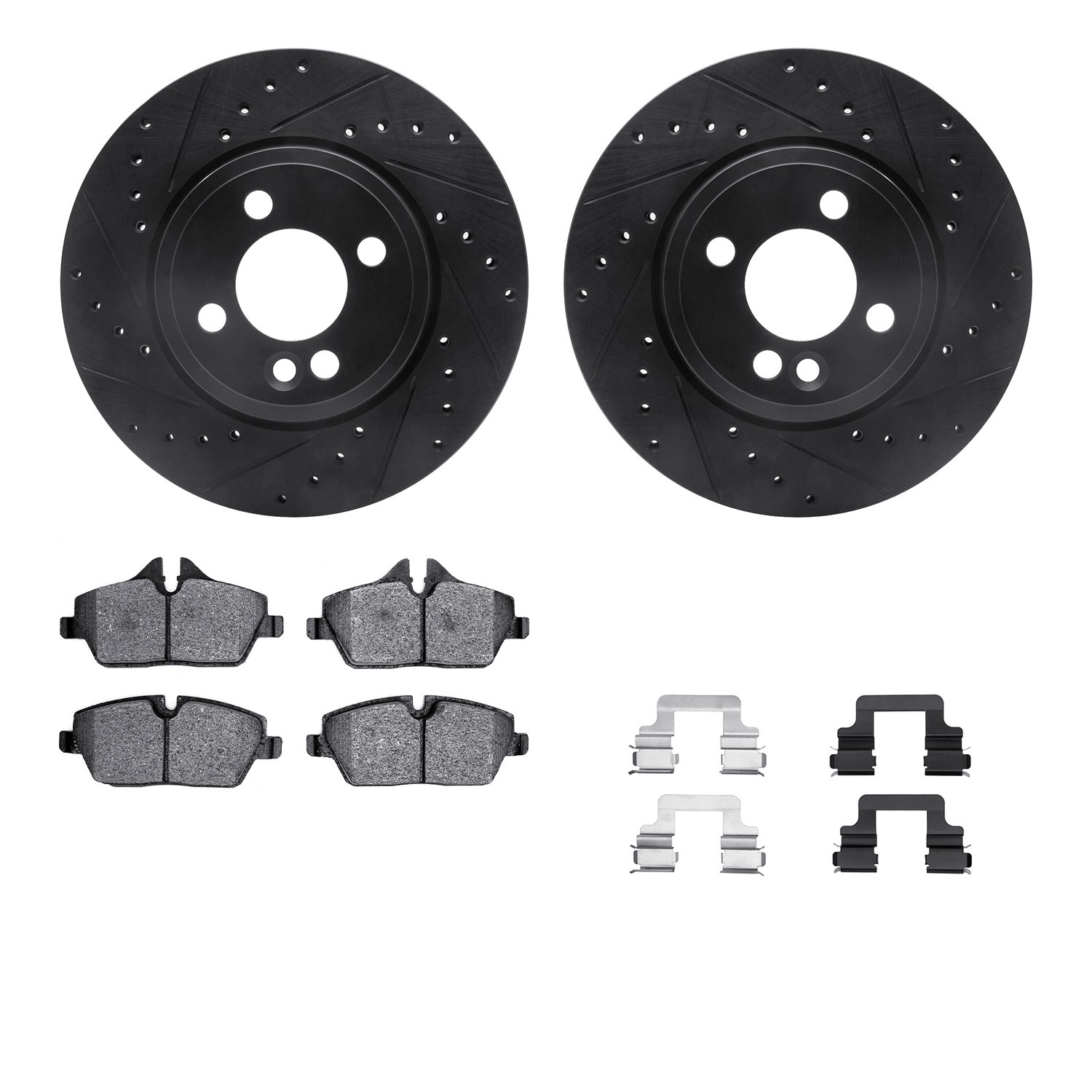 DYN 8612-32006 DFC Rotors-Drilled & Slotted-Black w/ EURO 5000 Ceramic Brake Pads Incl Hdw