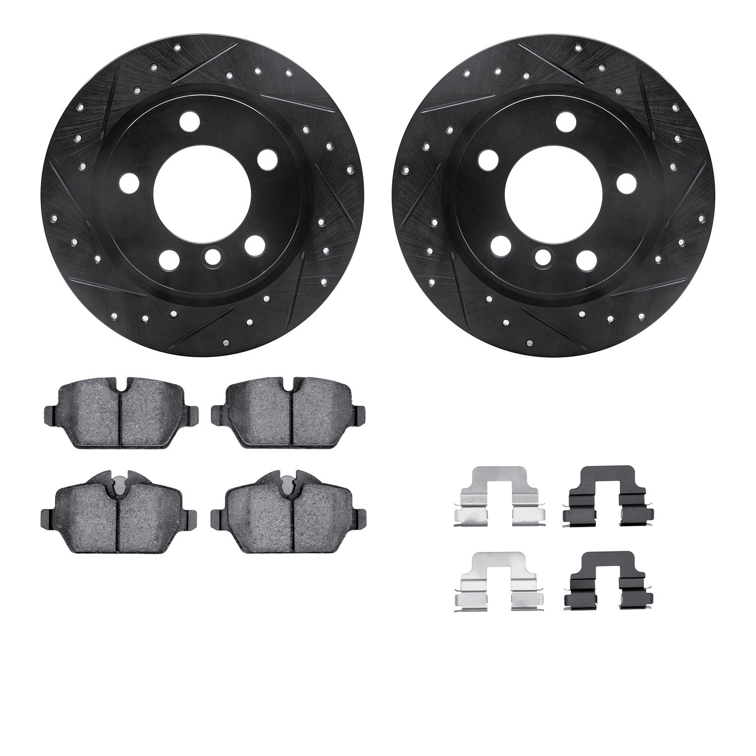 DYN 8612-32010 DFC Rotors-Drilled & Slotted-Black w/ EURO 5000 Ceramic Brake Pads Incl Hdw