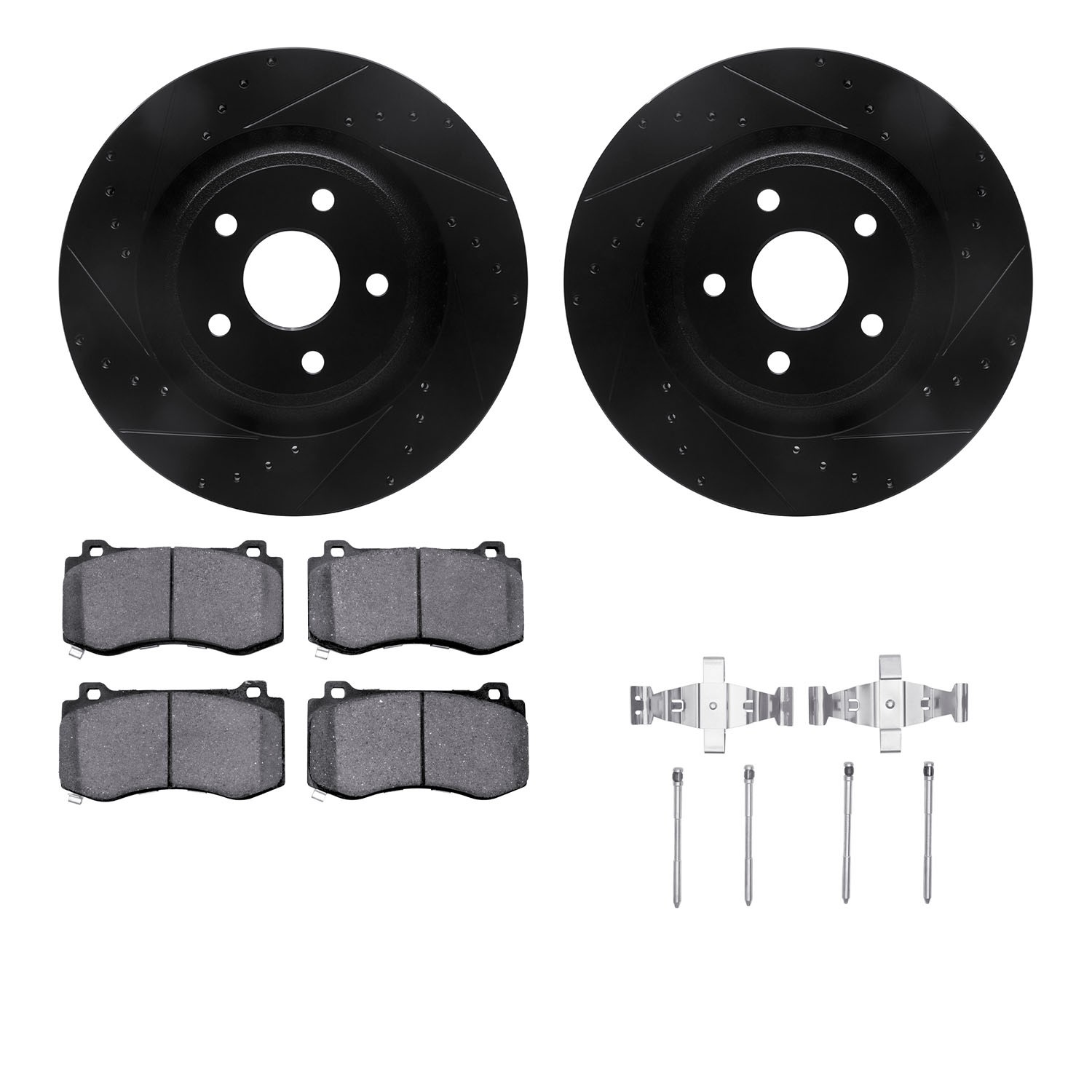 DYN 8612-42000 DFC Rotors-Drilled & Slotted-Black w/ EURO 5000 Ceramic Brake Pads Incl Hdw