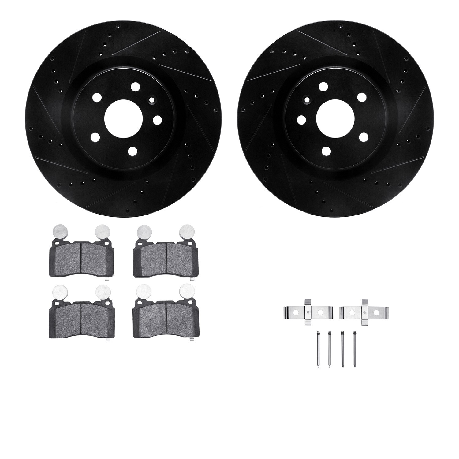 DYN 8612-45007 DFC Rotors-Drilled & Slotted-Black w/ EURO 5000 Ceramic Brake Pads Incl Hdw