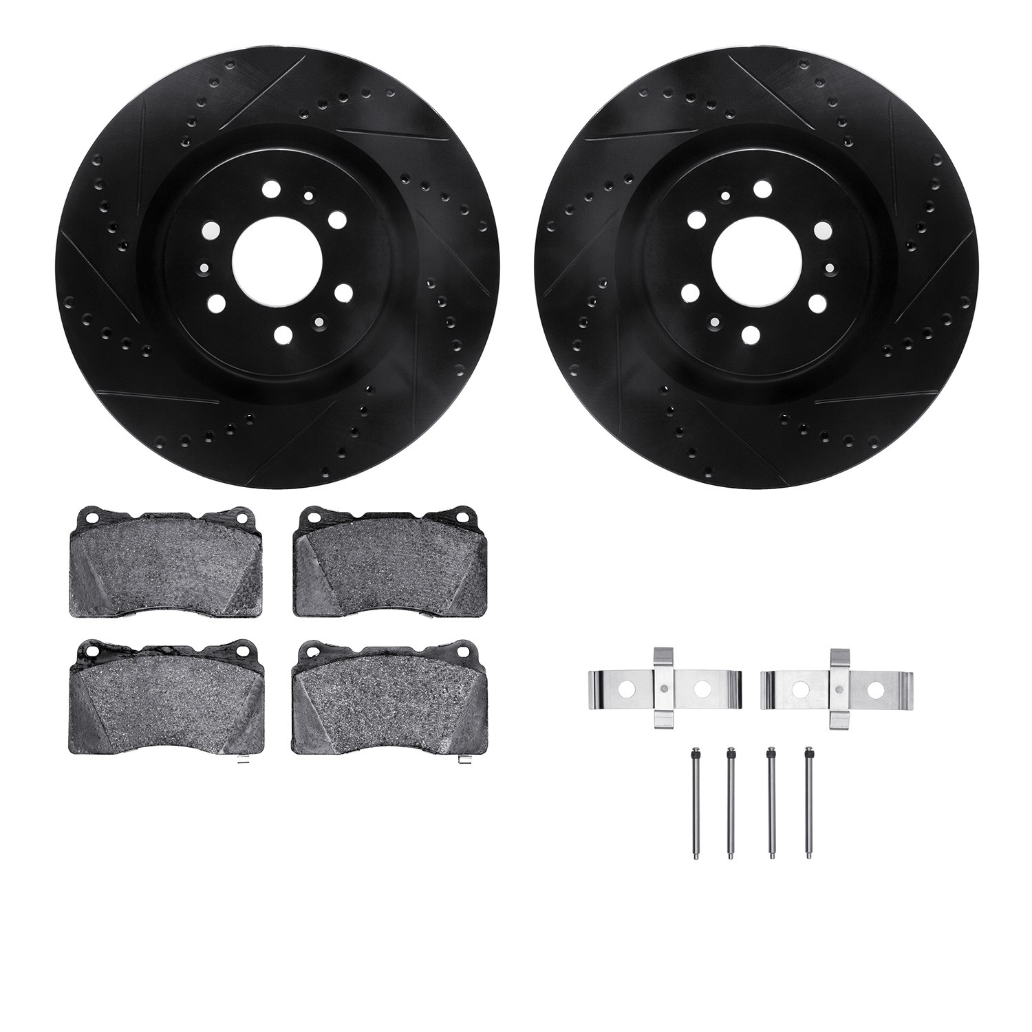 DYN 8612-46004 DFC Rotors-Drilled & Slotted-Black w/ EURO 5000 Ceramic Brake Pads Incl Hdw