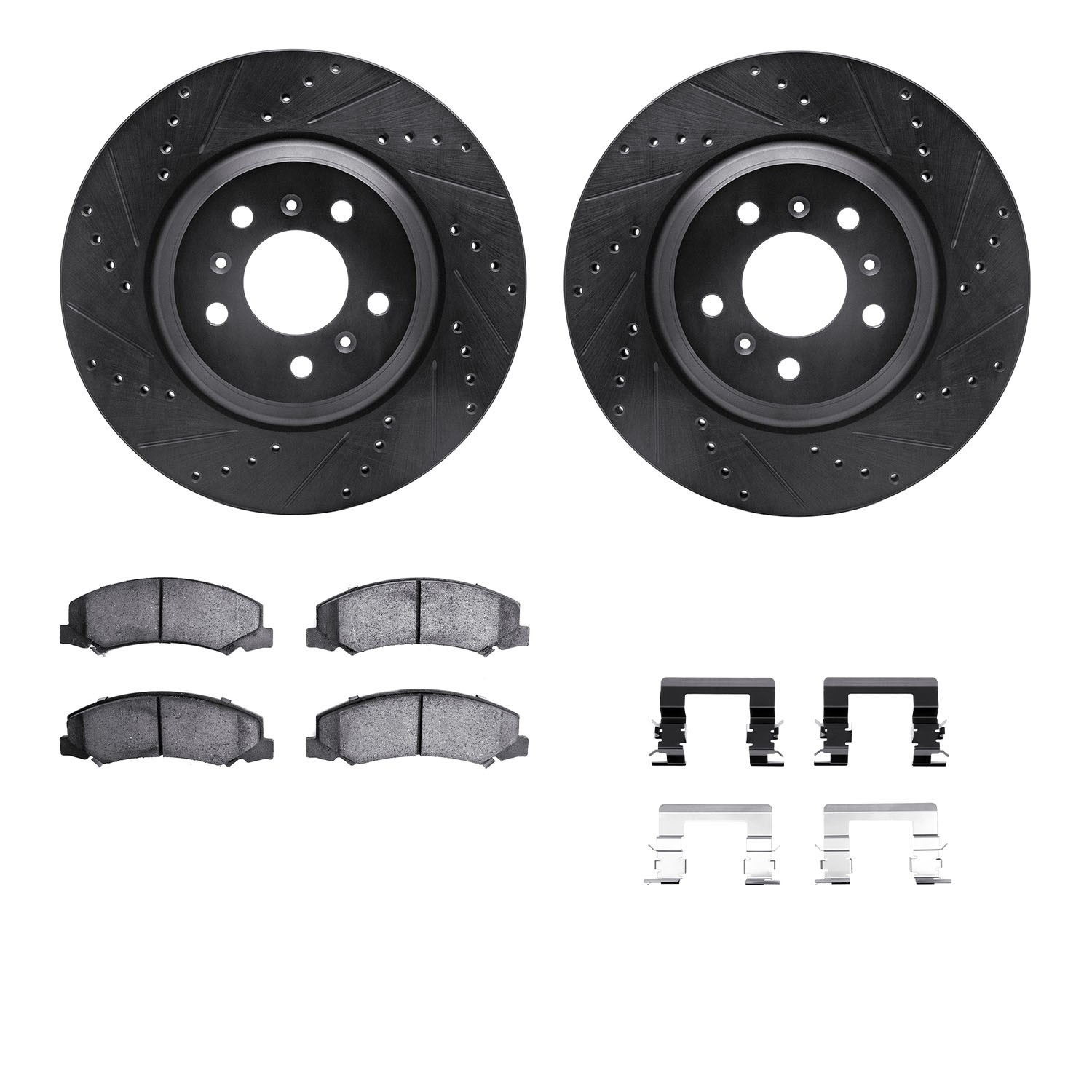 DYN 8612-46010 DFC Rotors-Drilled & Slotted-Black w/ EURO 5000 Ceramic Brake Pads Incl Hdw