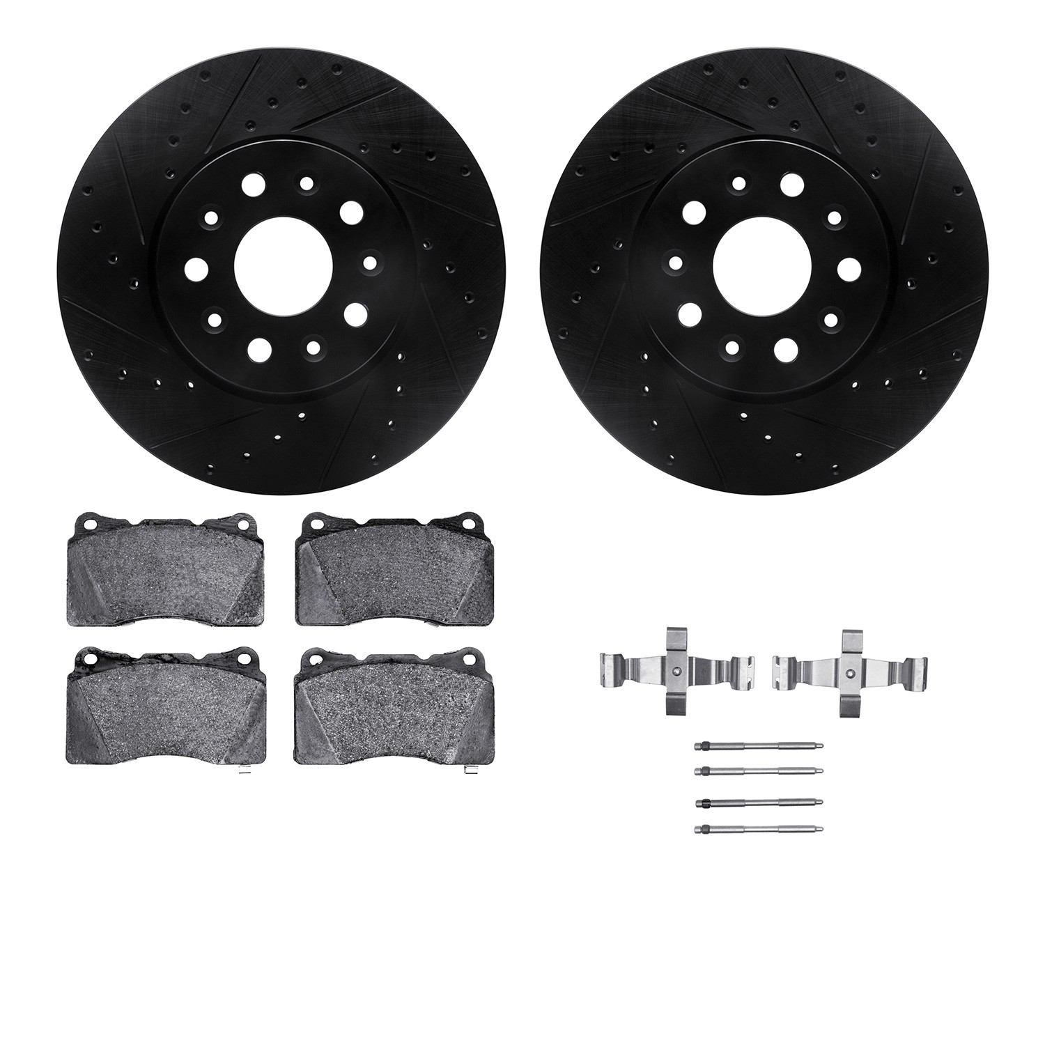 DYN 8612-46024 DFC Rotors-Drilled & Slotted-Black w/ EURO 5000 Ceramic Brake Pads Incl Hdw