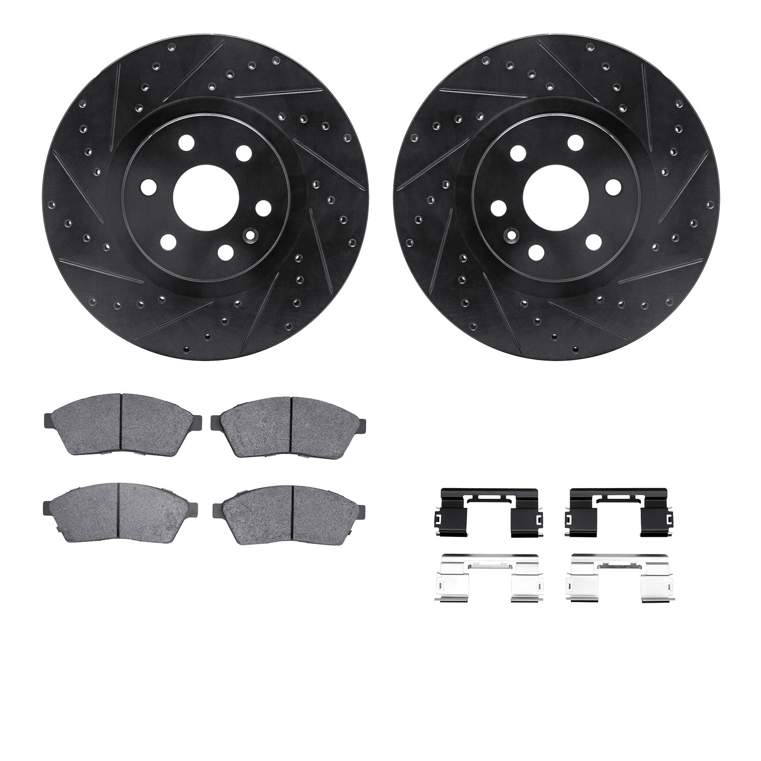 DYN 8612-46031 DFC Rotors-Drilled & Slotted-Black w/ EURO 5000 Ceramic Brake Pads Incl Hdw